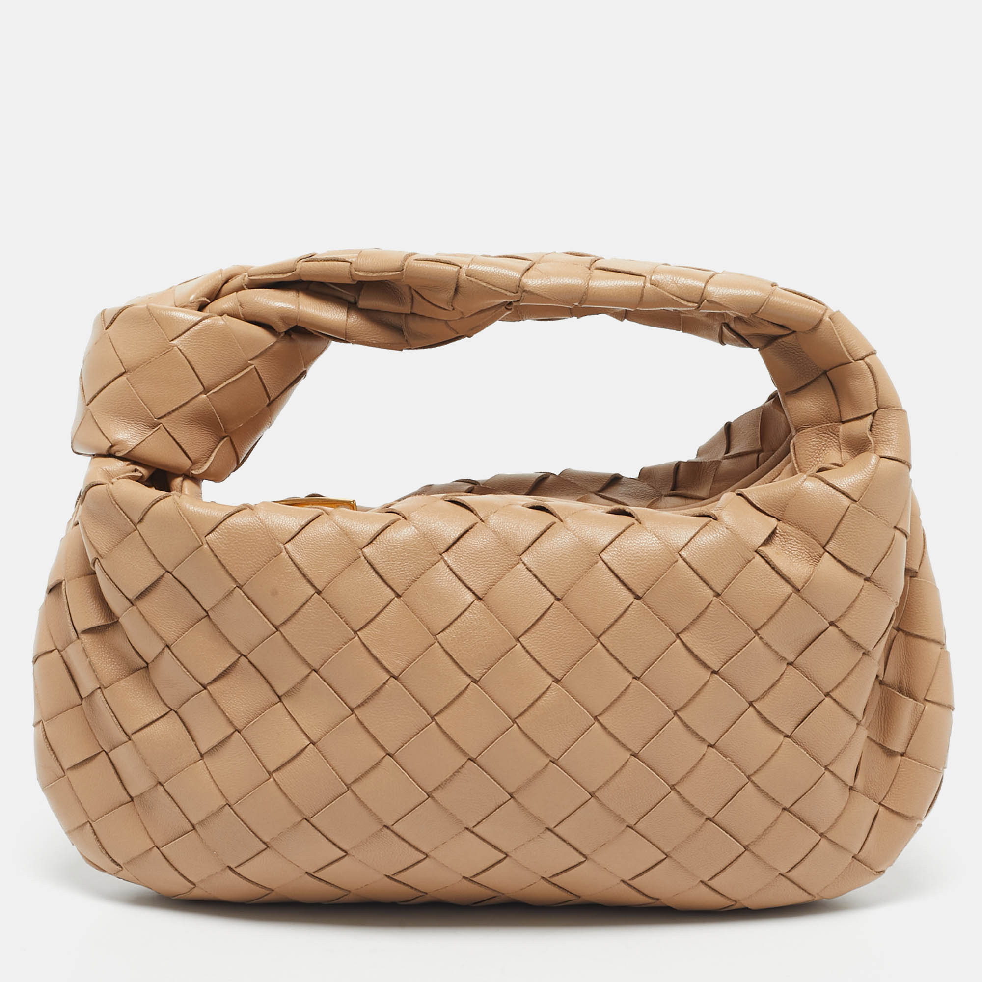 

Bottega Veneta Beige Intrecciato Leather Mini Jodie Hobo