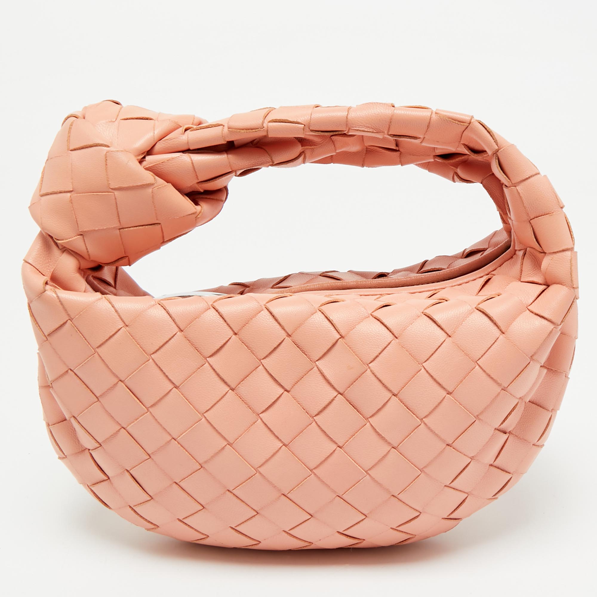 

Bottega Veneta Peach Intrecciato Leather Mini Jodie Hobo, Orange
