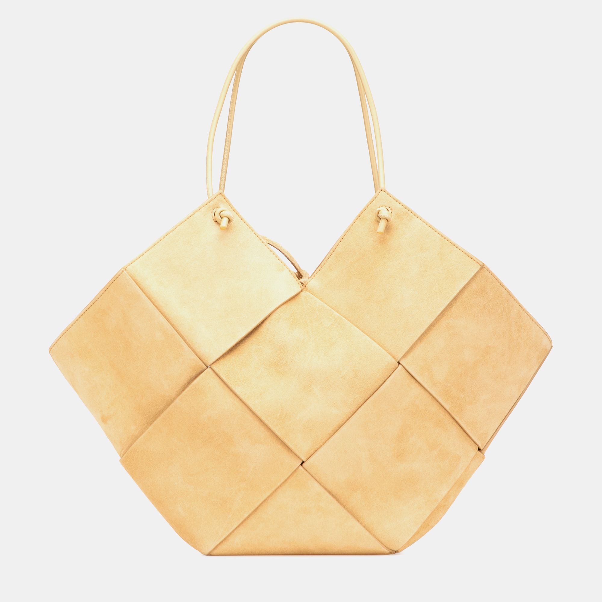 

Bottega Veneta Beige Maxi Suede Intrecciato Flower Basket Tote