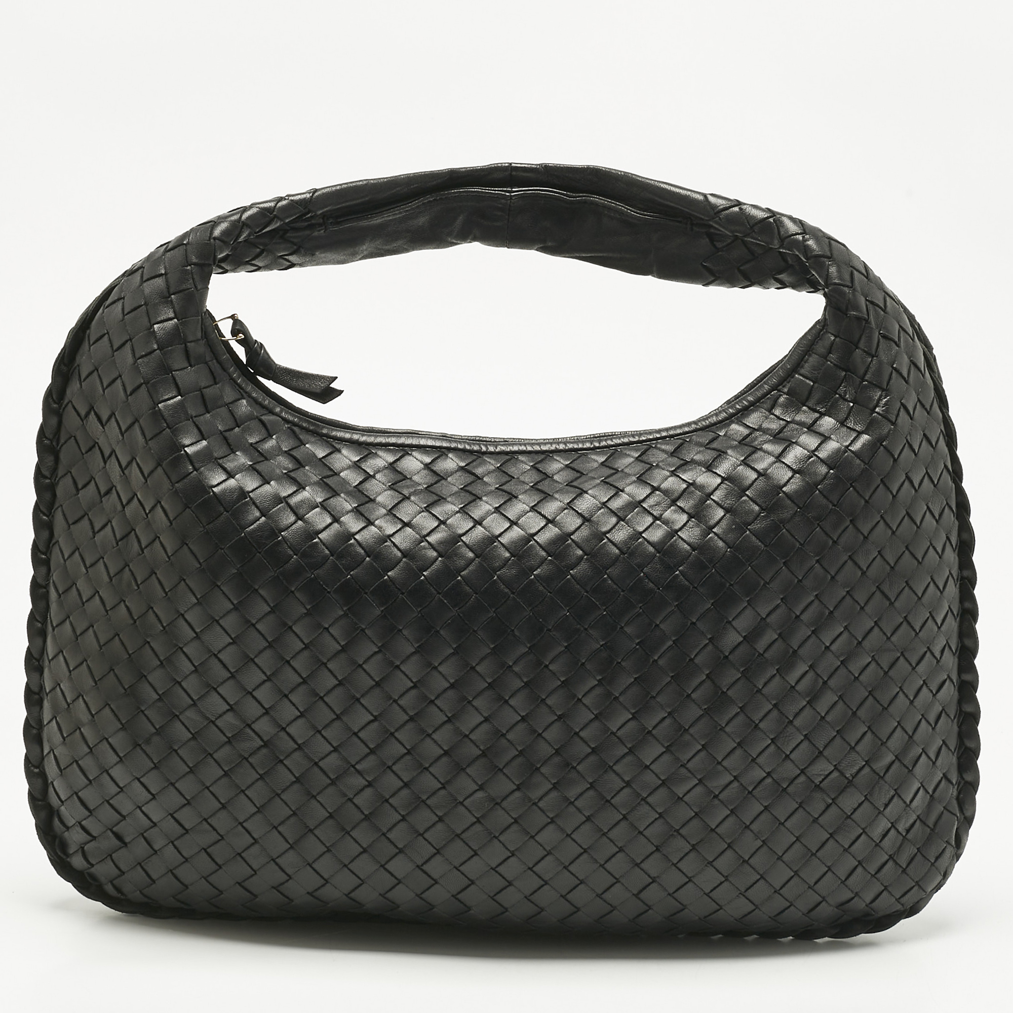 

Bottega Veneta Black Intrecciato Leather  Veneta Hobo
