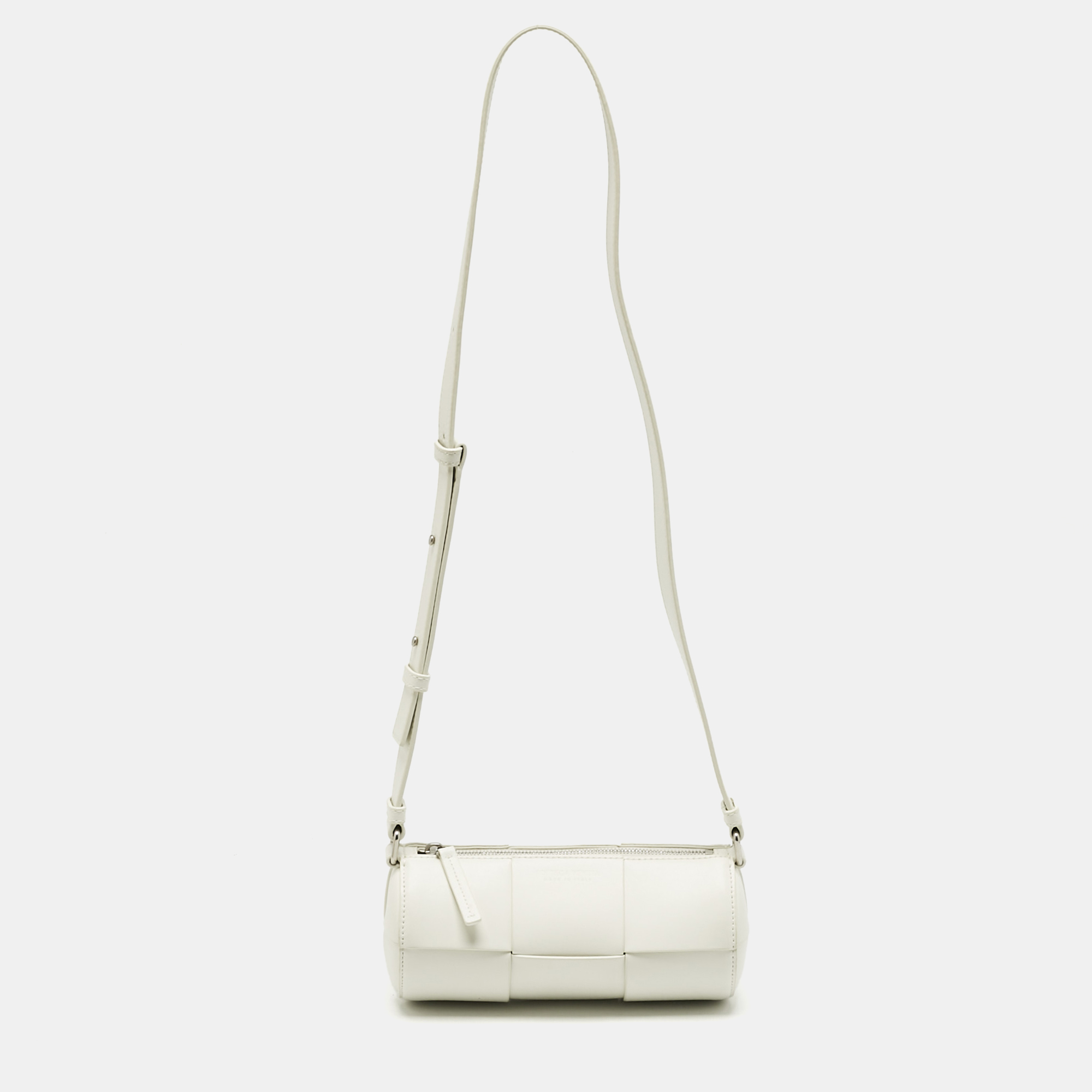 

Bottega Veneta White Maxi Intreccio Leather  Canette Crossbody Bag