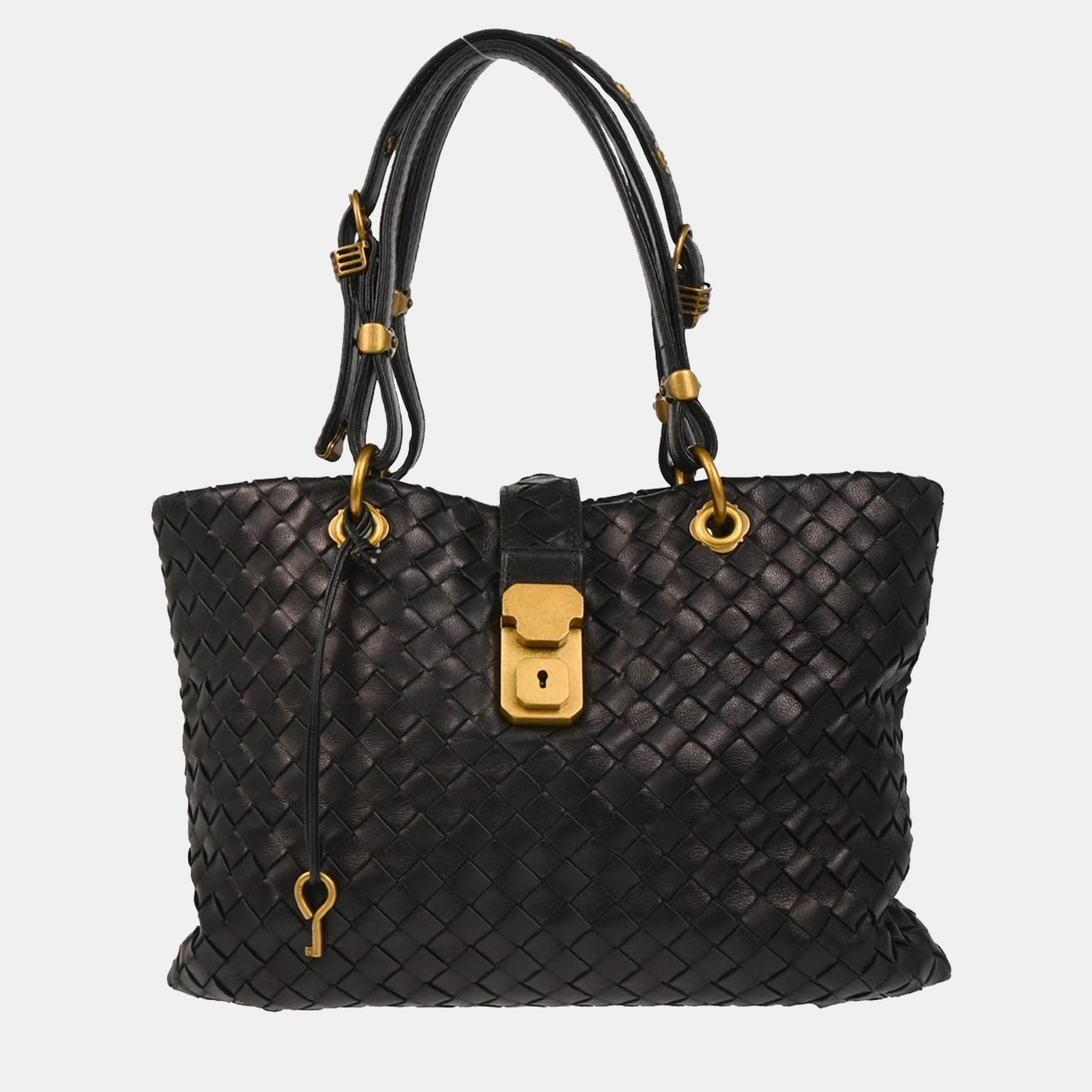 

Bottega Veneta Black Intrecciato Capri Tote Handbag