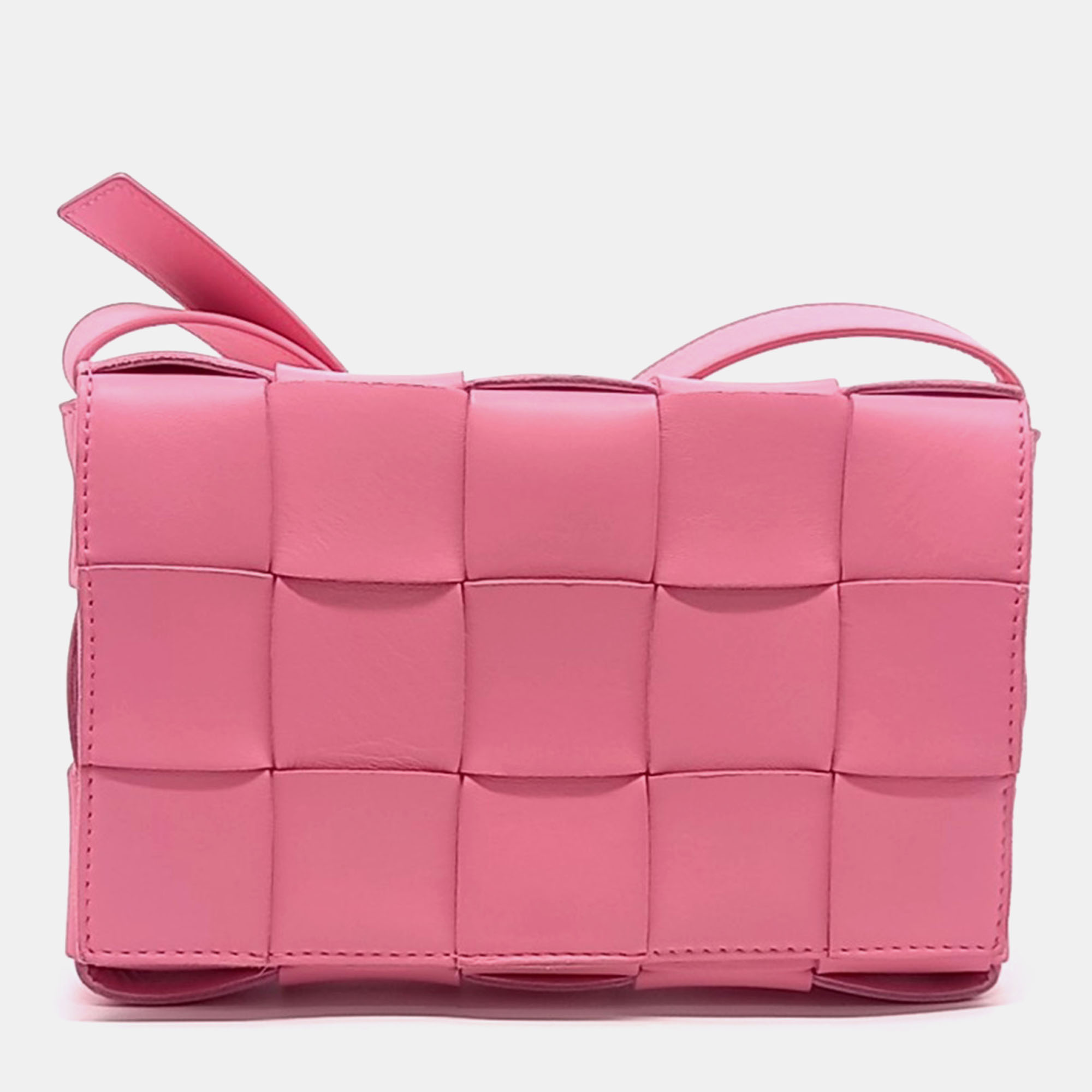 

Bottega Veneta Pink Leather Cassette Crossbody Bag