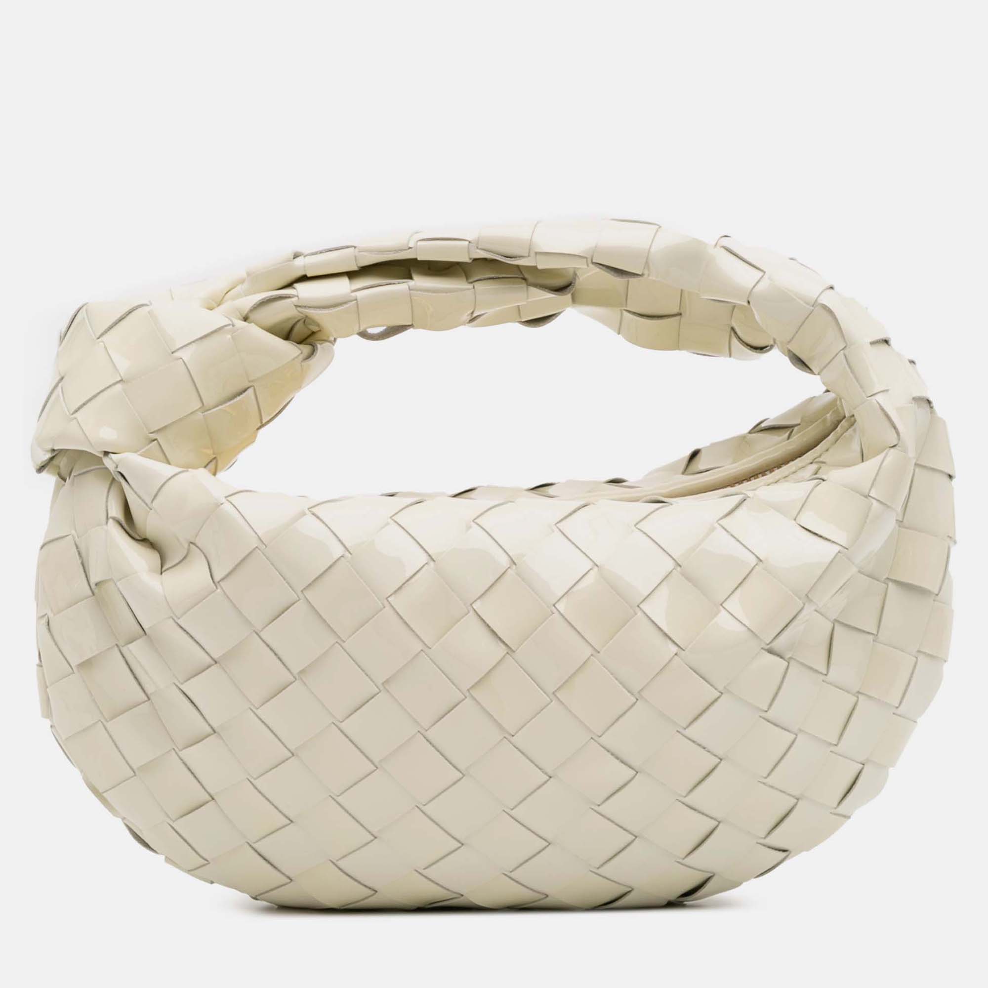 

Bottega Veneta Mini Patent White Intrecciato Jodie