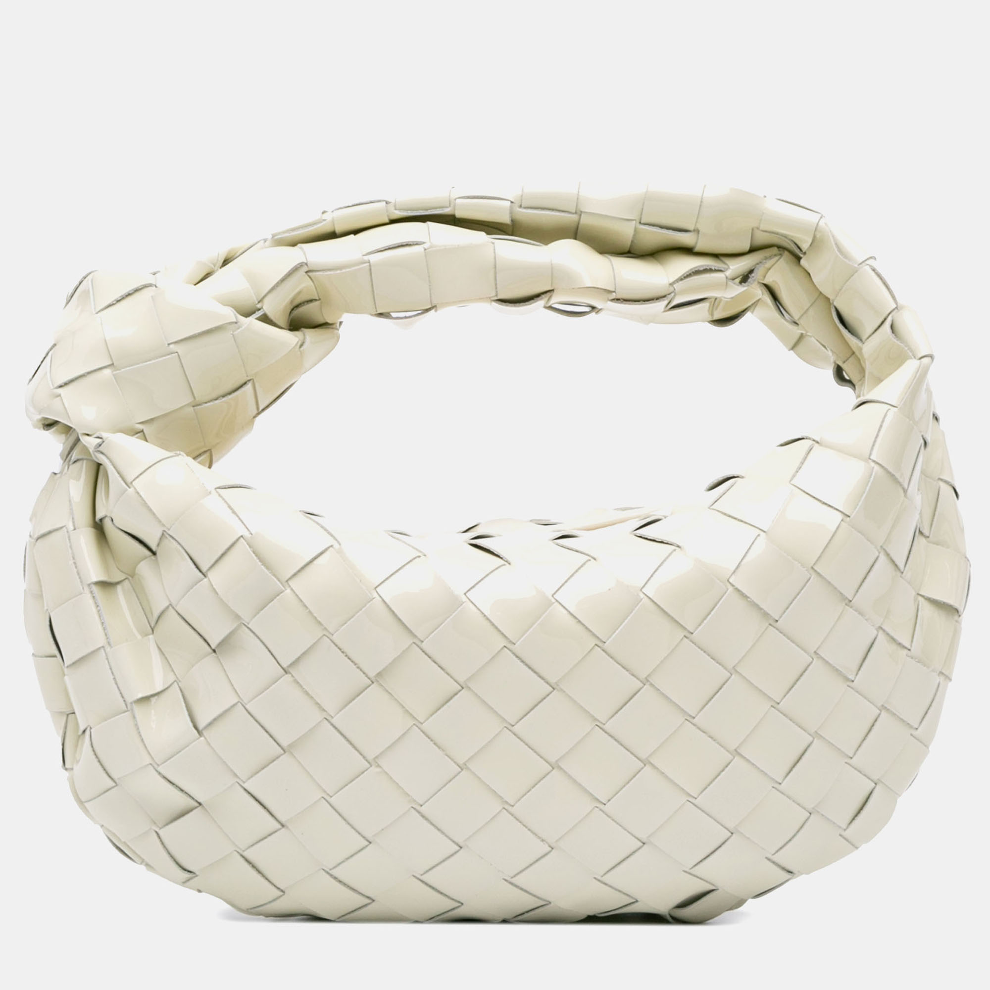 

Bottega Veneta White Mini Patent Intrecciato Jodie