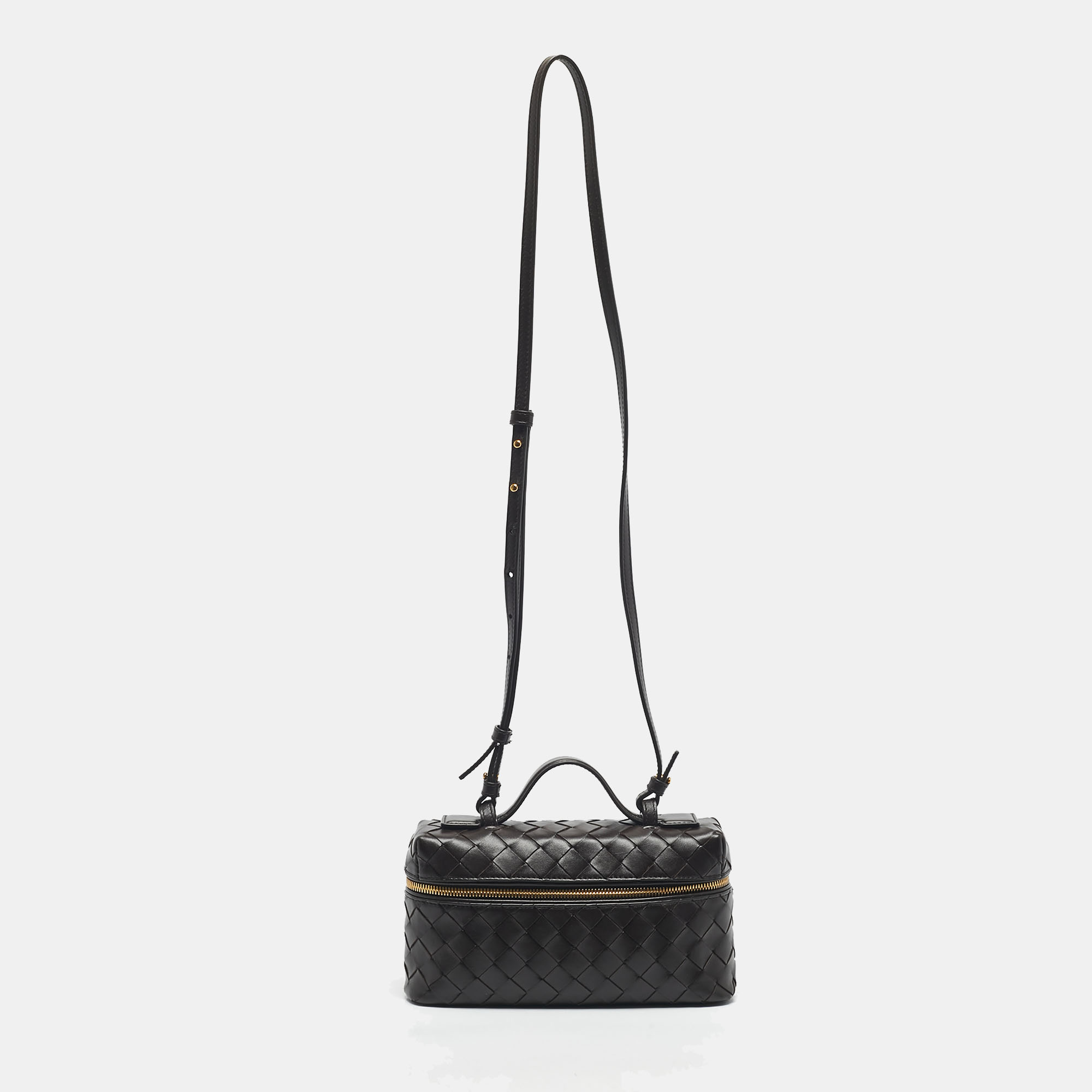 

Bottega Veneta Dark Brown Intrecciato Leather Bang Bang Vanity Bag