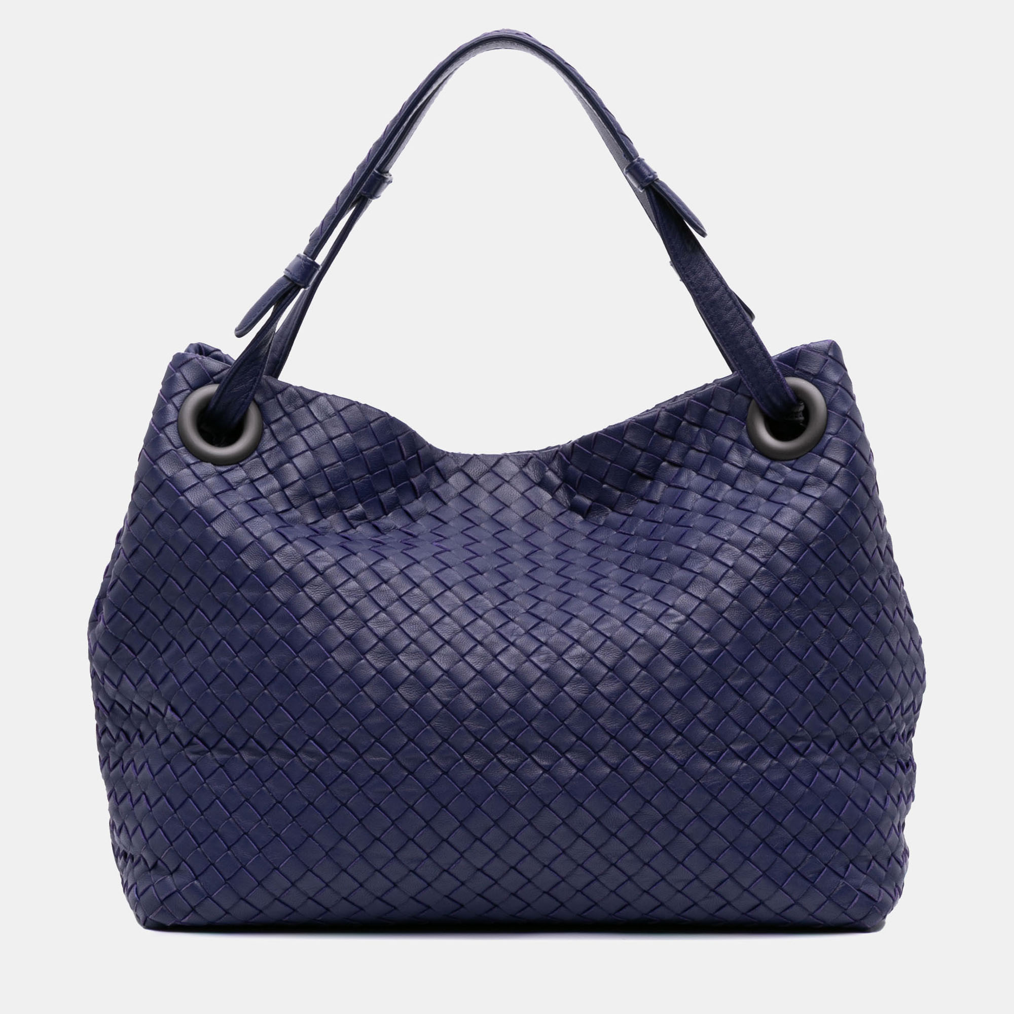 

Bottega Veneta Blue Medium Nappa Intrecciato Garda Tote