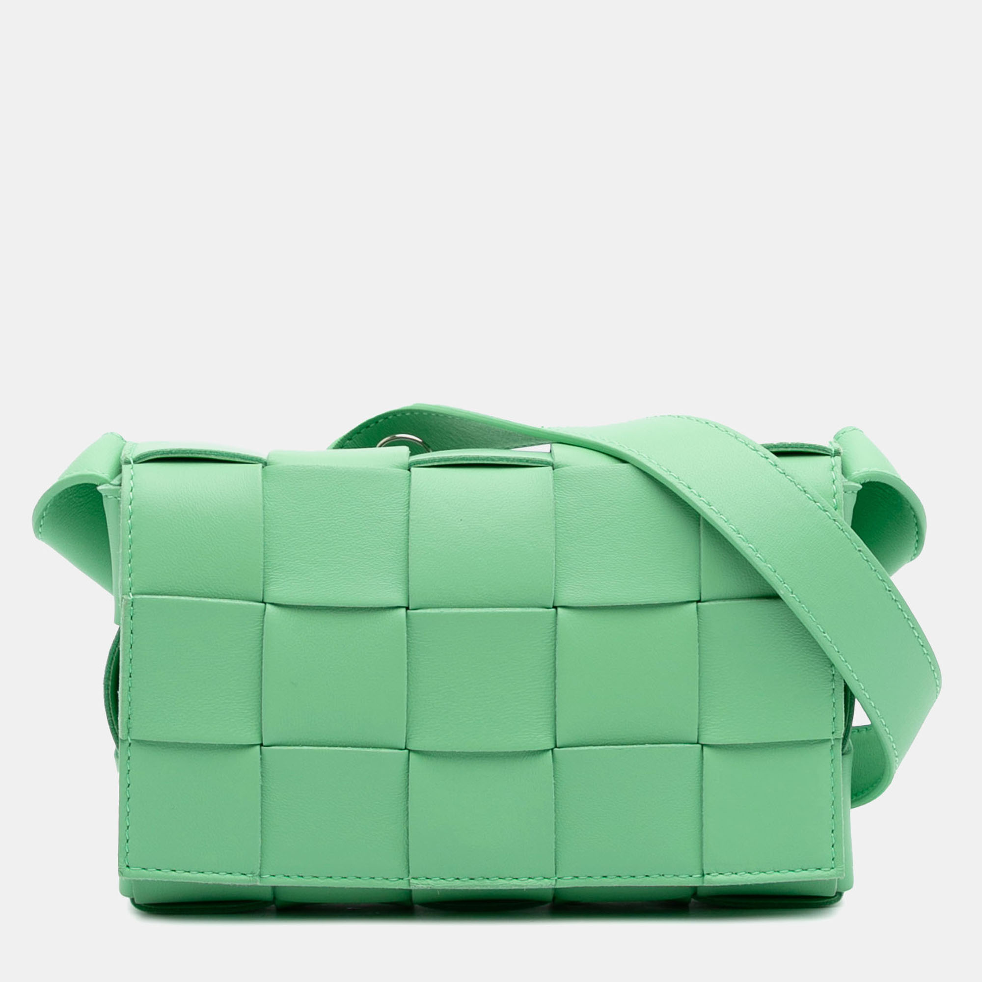 

Bottega Veneta Green Small Nappa Intrecciato Cassette Crossbody