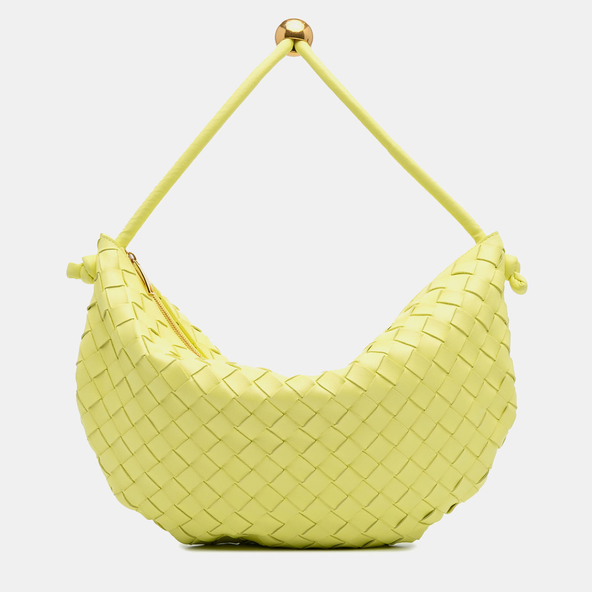 Pre-owned Bottega Veneta Yellow Medium Lambskin Intrecciato Turn Pouch