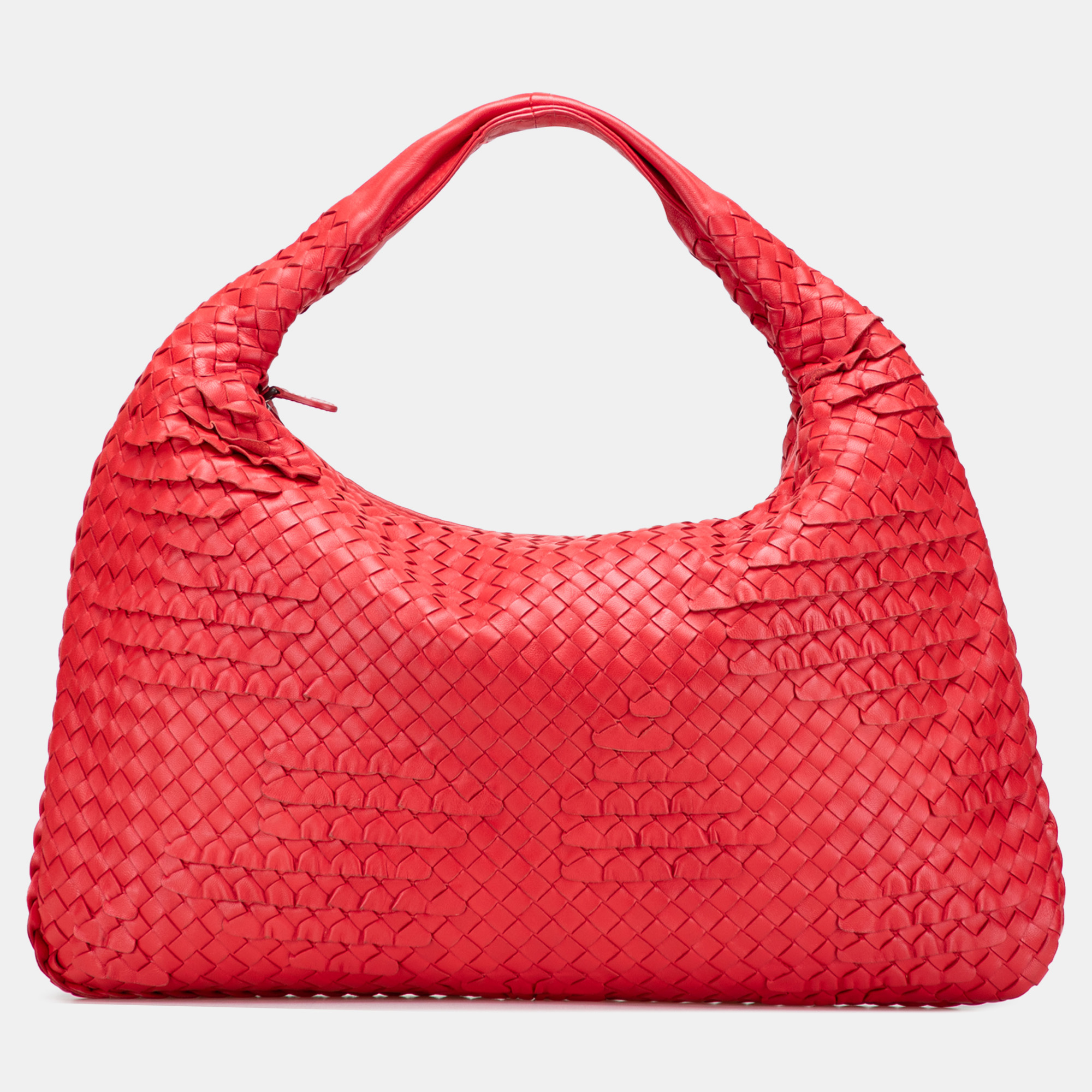 

Bottega Veneta Red Medium Nappa Intrecciato Ruffle Veneta Hobo