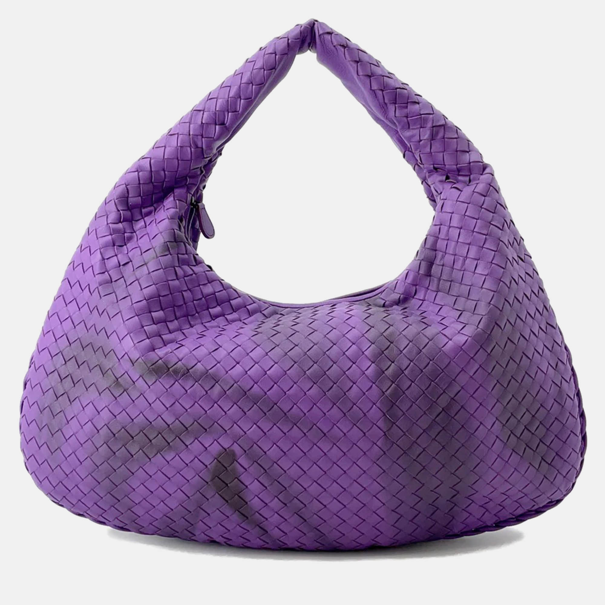 

Bottega Veneta Intrecciato Purple Leather Hobo Bag