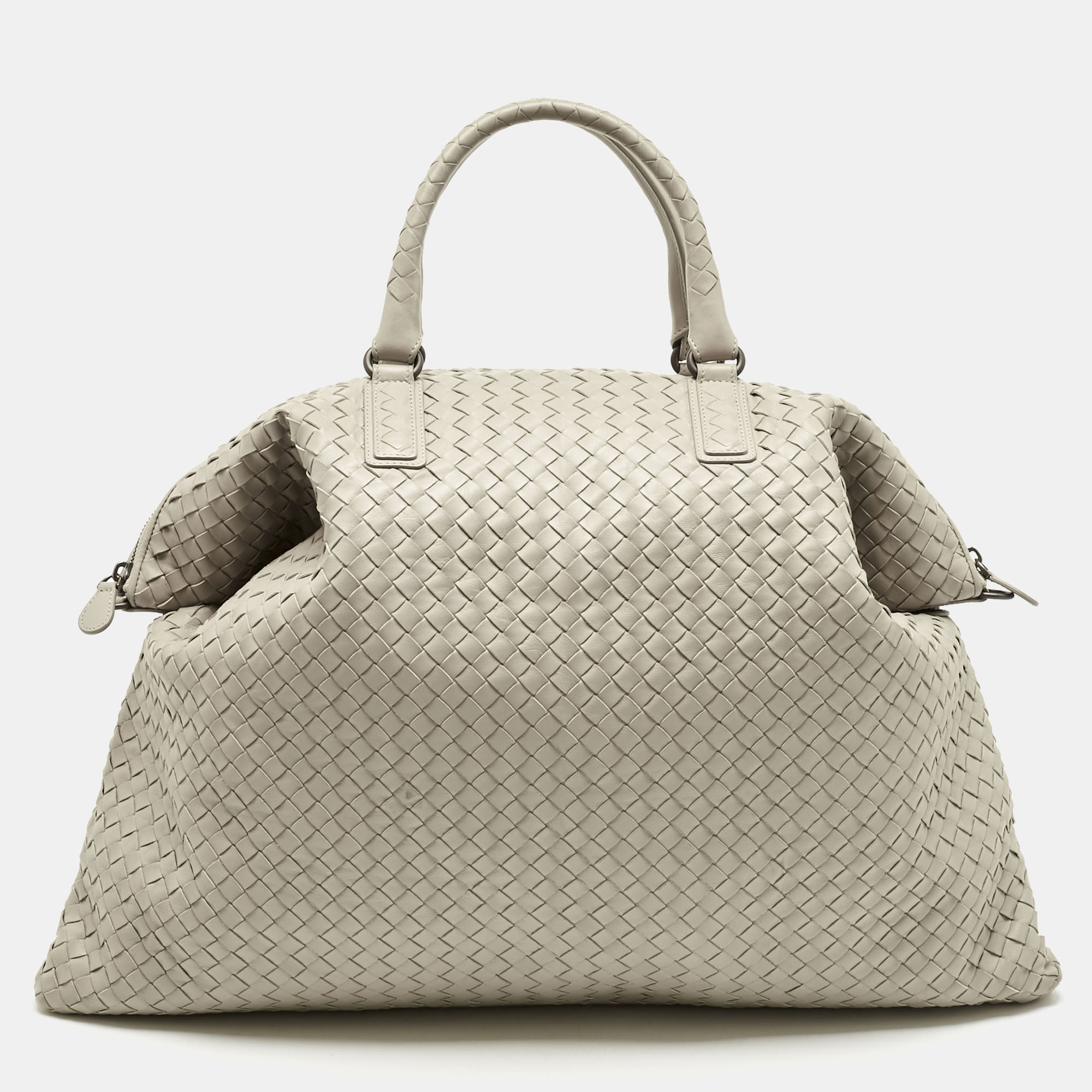 Pre-owned Bottega Veneta Beige Intrecciato Leather Maxi Convertible Tote In Sand