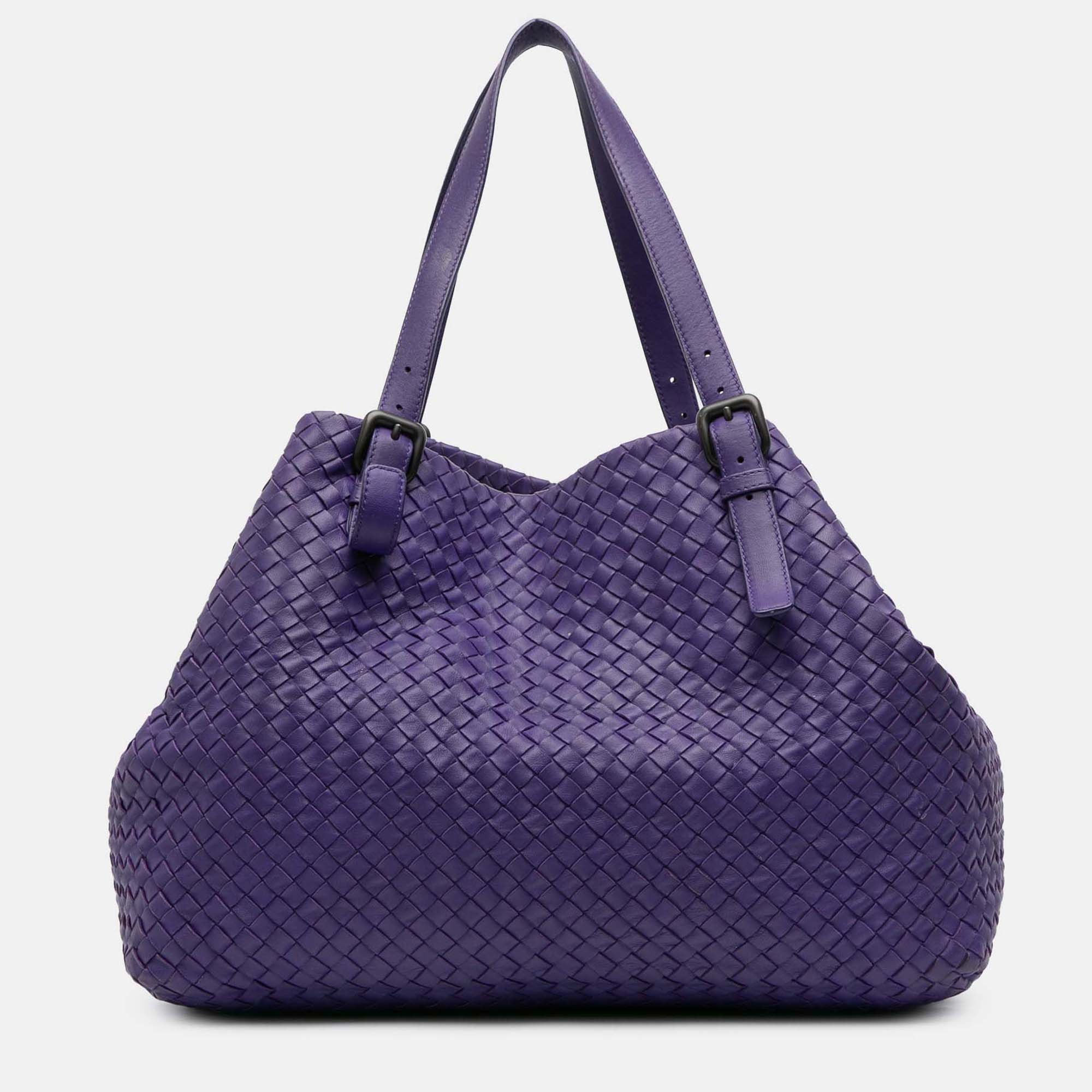 

Bottega Veneta Purple Large Nappa Intrecciato Cesta Tote