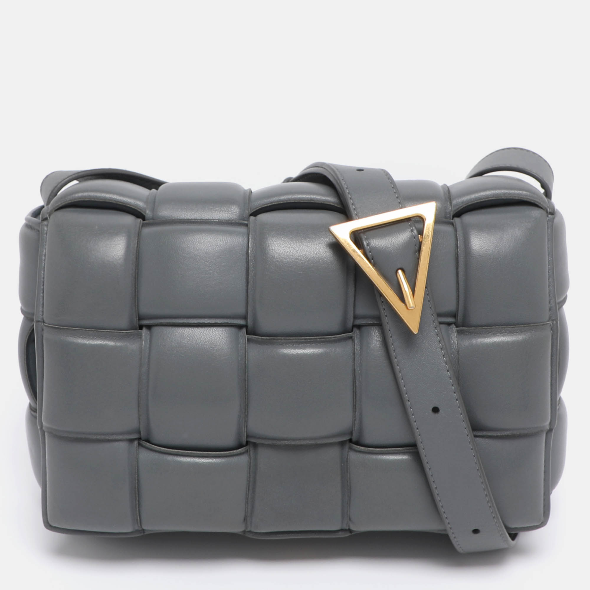 

Bottega Veneta Grey Padded Leather Cassette Shoulder Bag