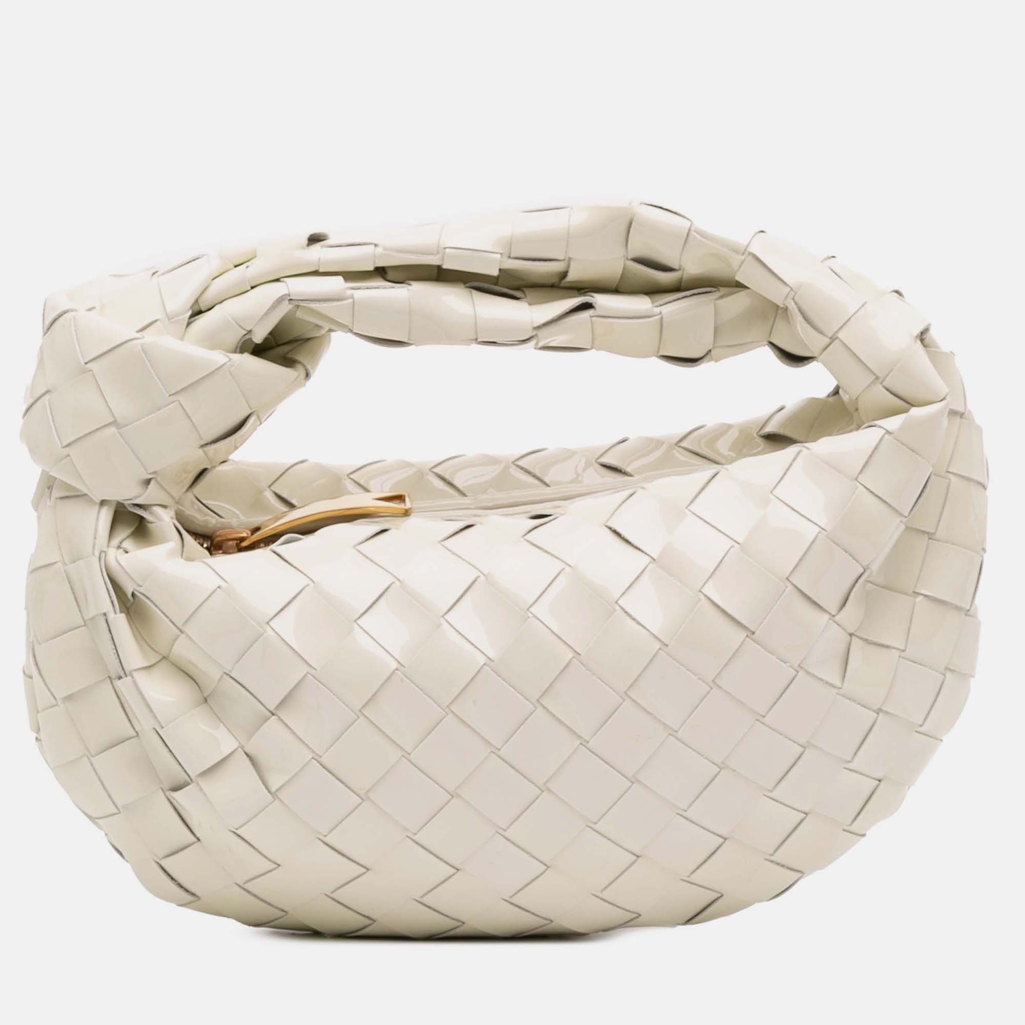 

Bottega Veneta White Mini Patent Intrecciato Jodie
