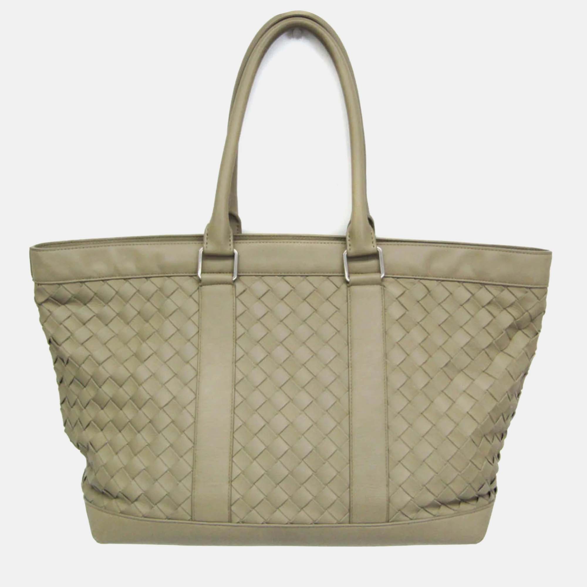 

Bottega Veneta Intrecciato Large Light Green Leather Tote Bag