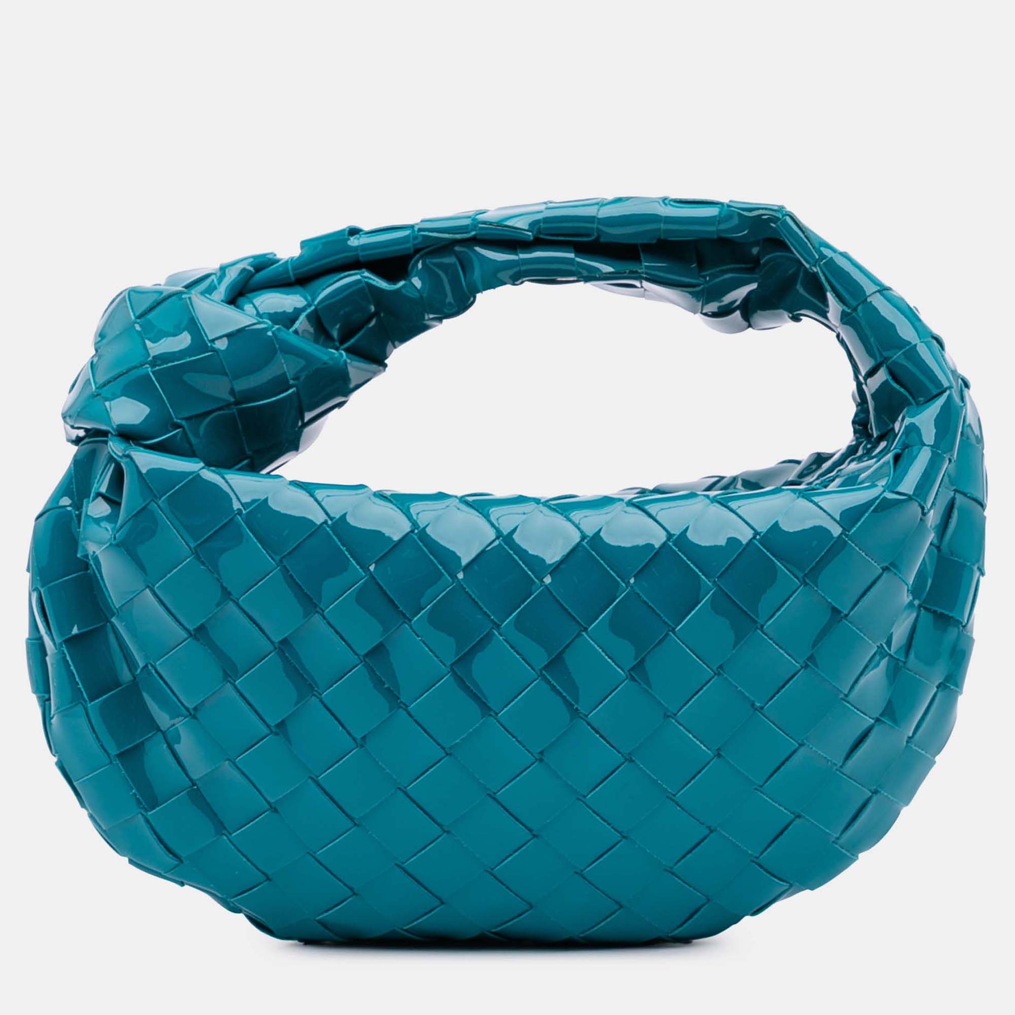 

Bottega Veneta Blue Mini Patent Intrecciato Jodie