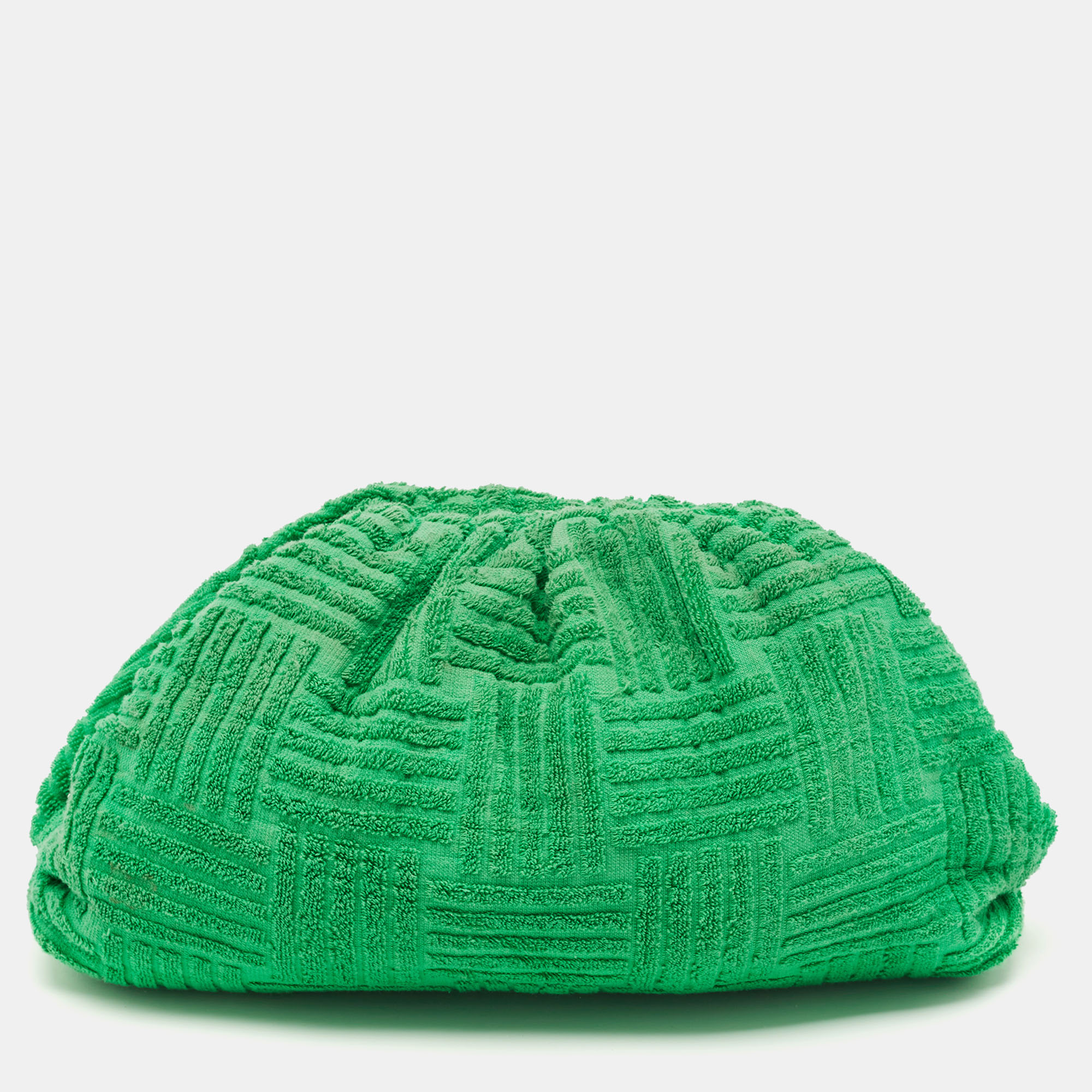 

Bottega Veneta Green Terrycloth Fabric Teen The Pouch Clutch