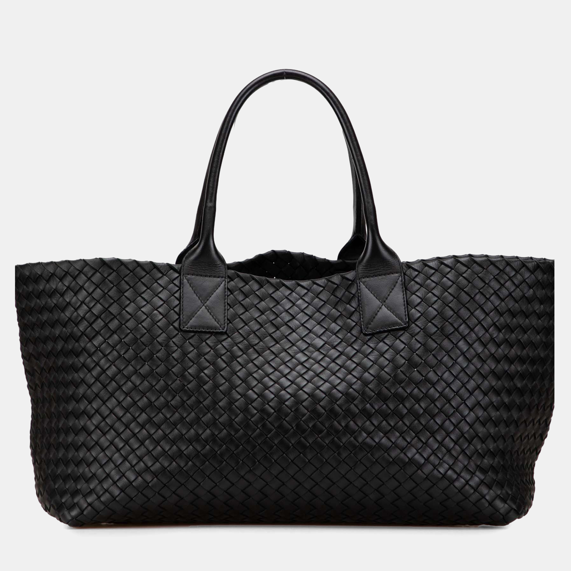 

Bottega Veneta Black Medium Lambskin Intreccio Cabat Tote