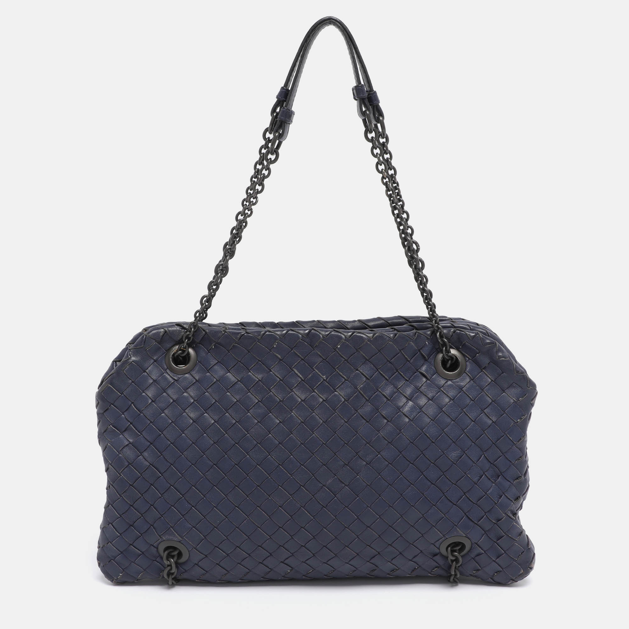 

Bottega Veneta Blue Intrecciato Leather Duo Shoulder Bag