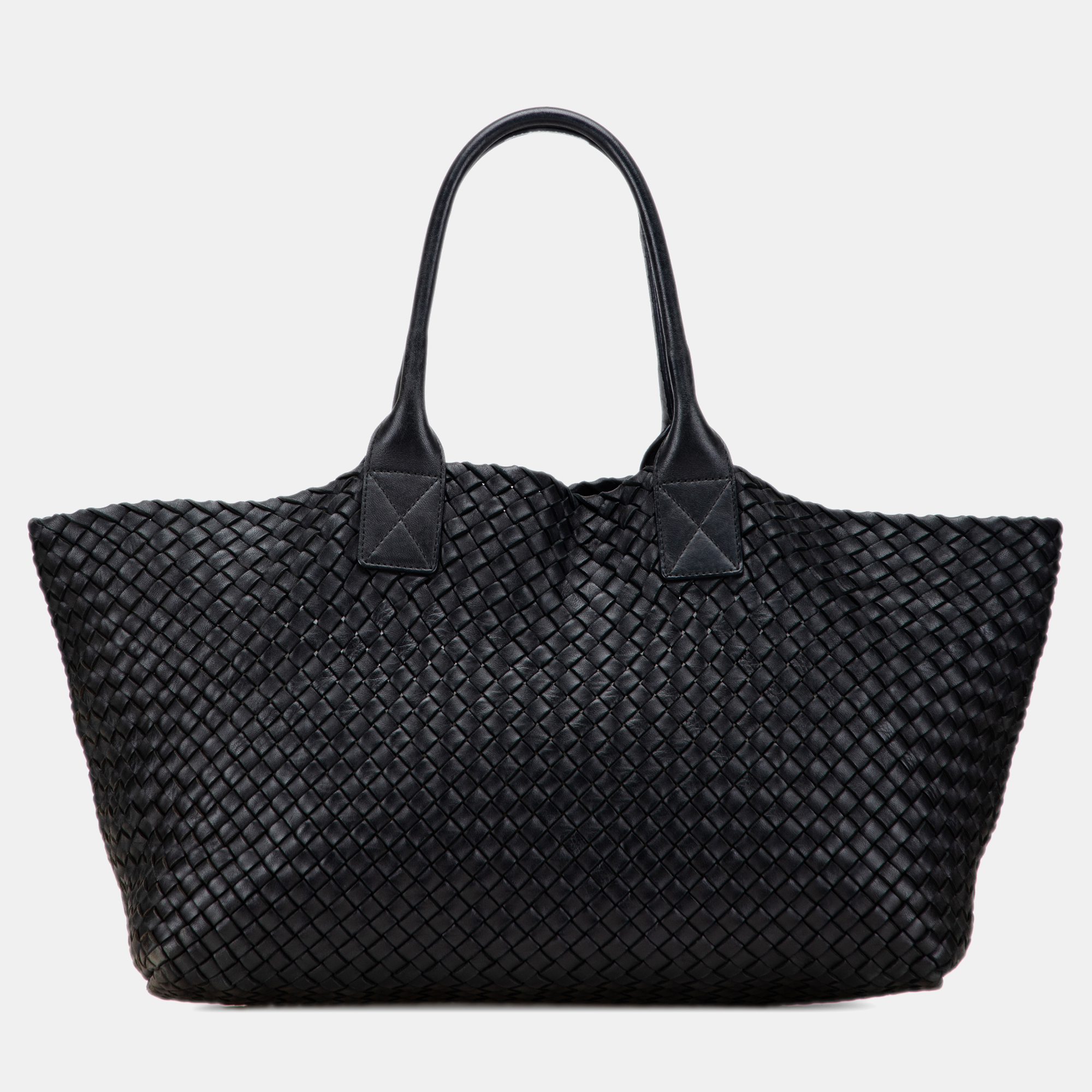 

Bottega Veneta Black Medium Lambskin Intreccio Cabat Tote