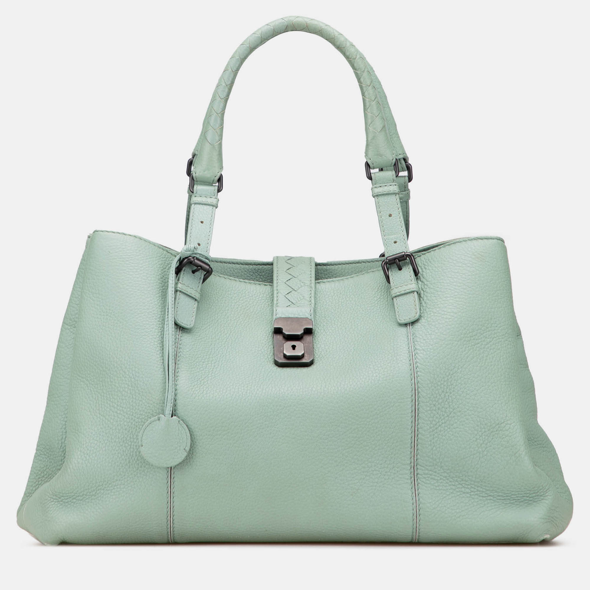 Pre-owned Bottega Veneta Green Medium Cervo Roma Tote