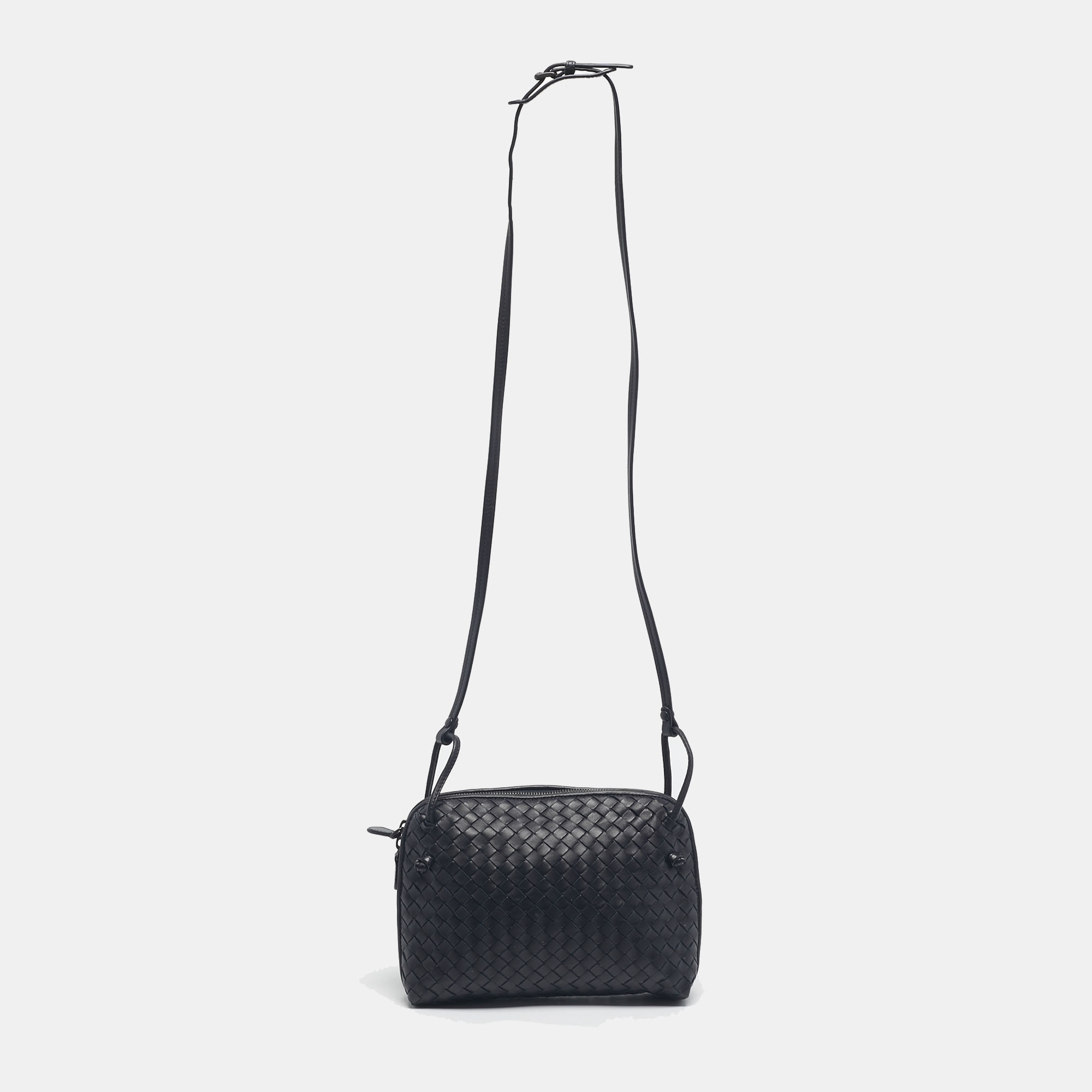 

Bottega Veneta Blue Nuit Intrecciato Leather Nodini Crossbody Bag, Black