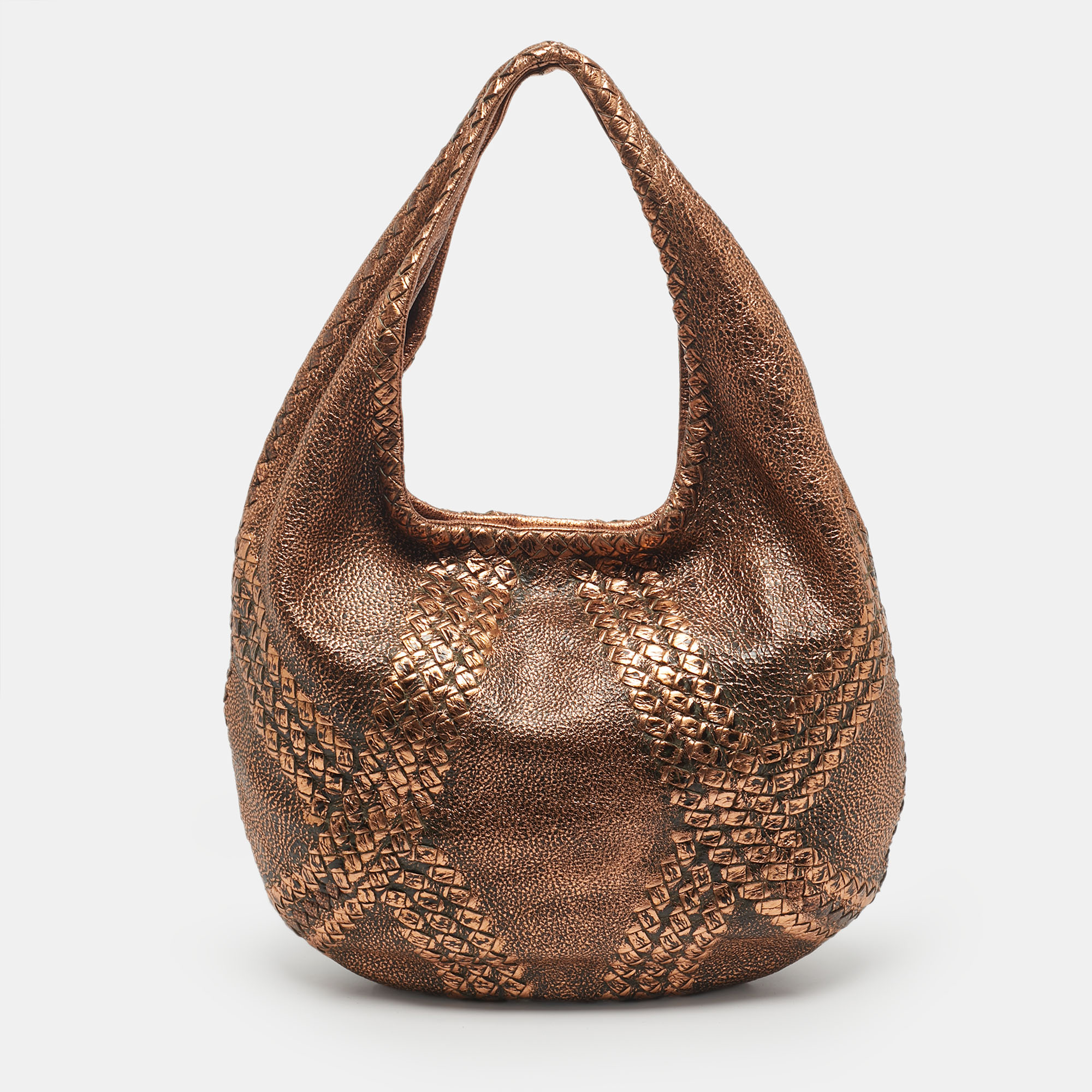

Bottega Veneta Metallic Copper Leather Cervo Hobo