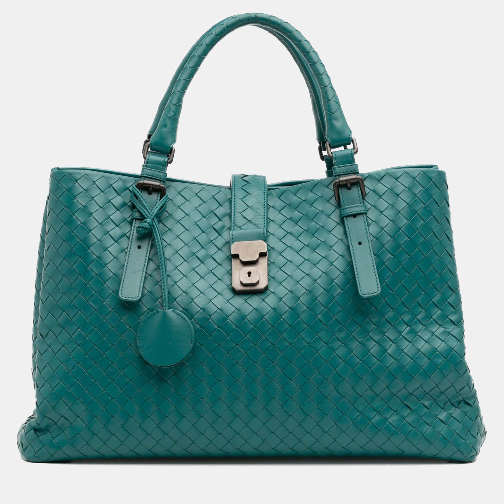 

Bottega Veneta Blue Medium Nappa Intrecciato Roma Tote