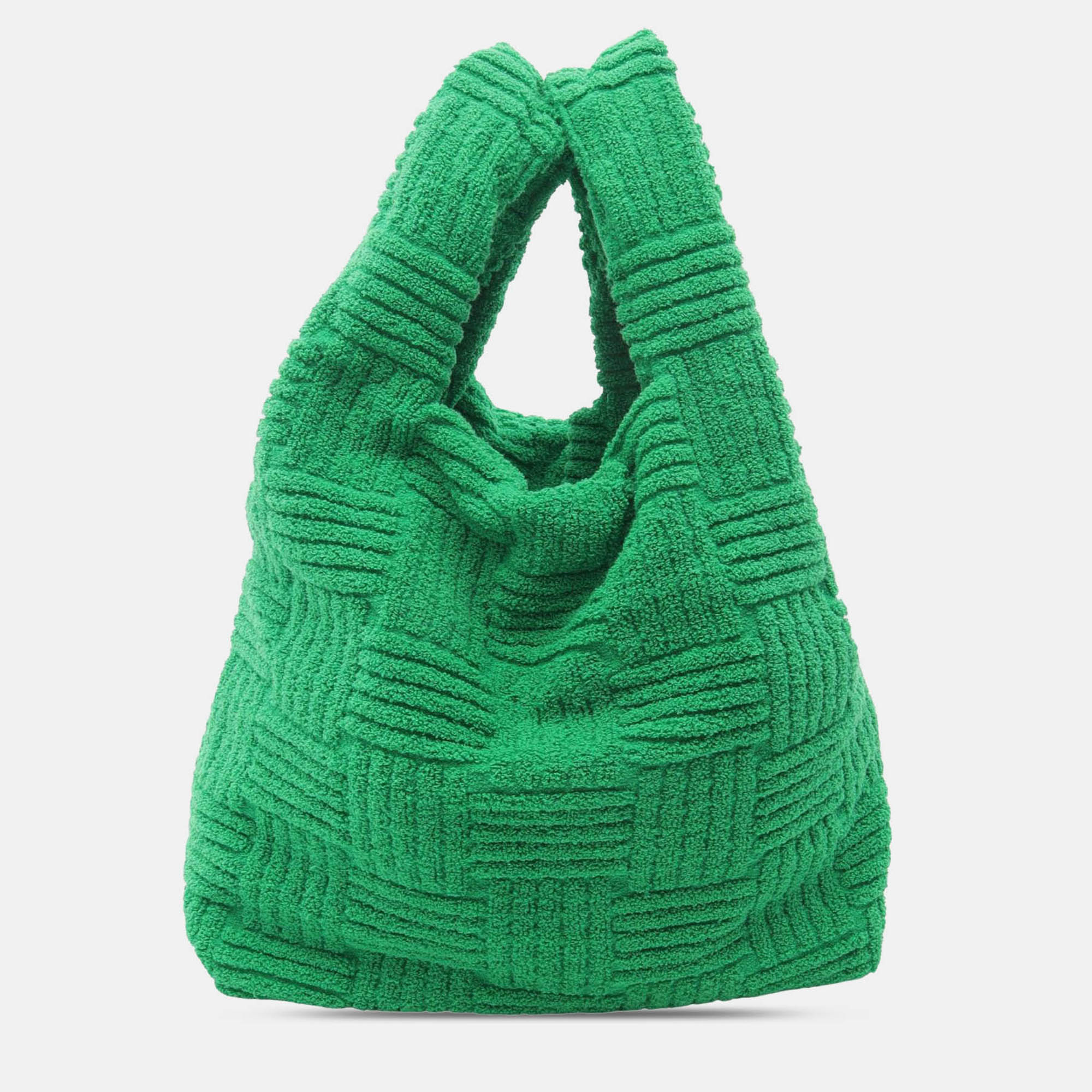 

Bottega Veneta Green Terry Cloth Shopping Tote Bag