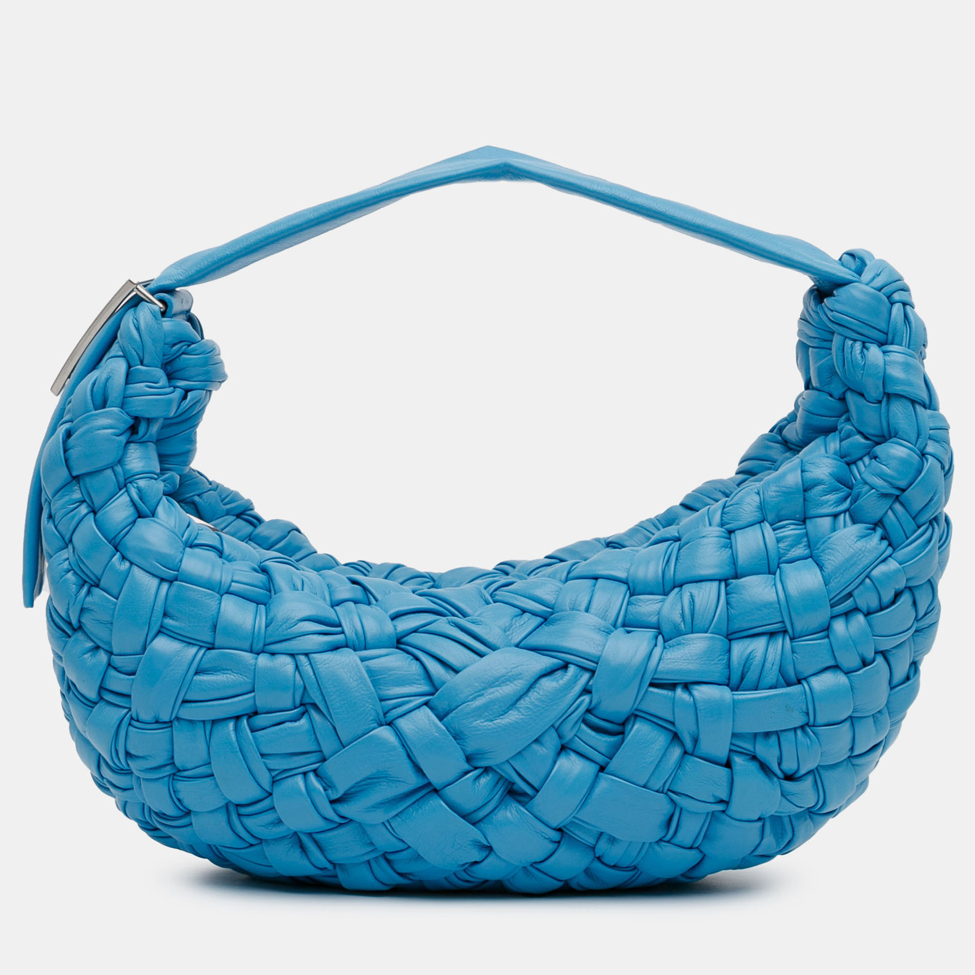 Pre-owned Bottega Veneta Blue Paper Calfskin Intrecciato Banana Hobo Bag