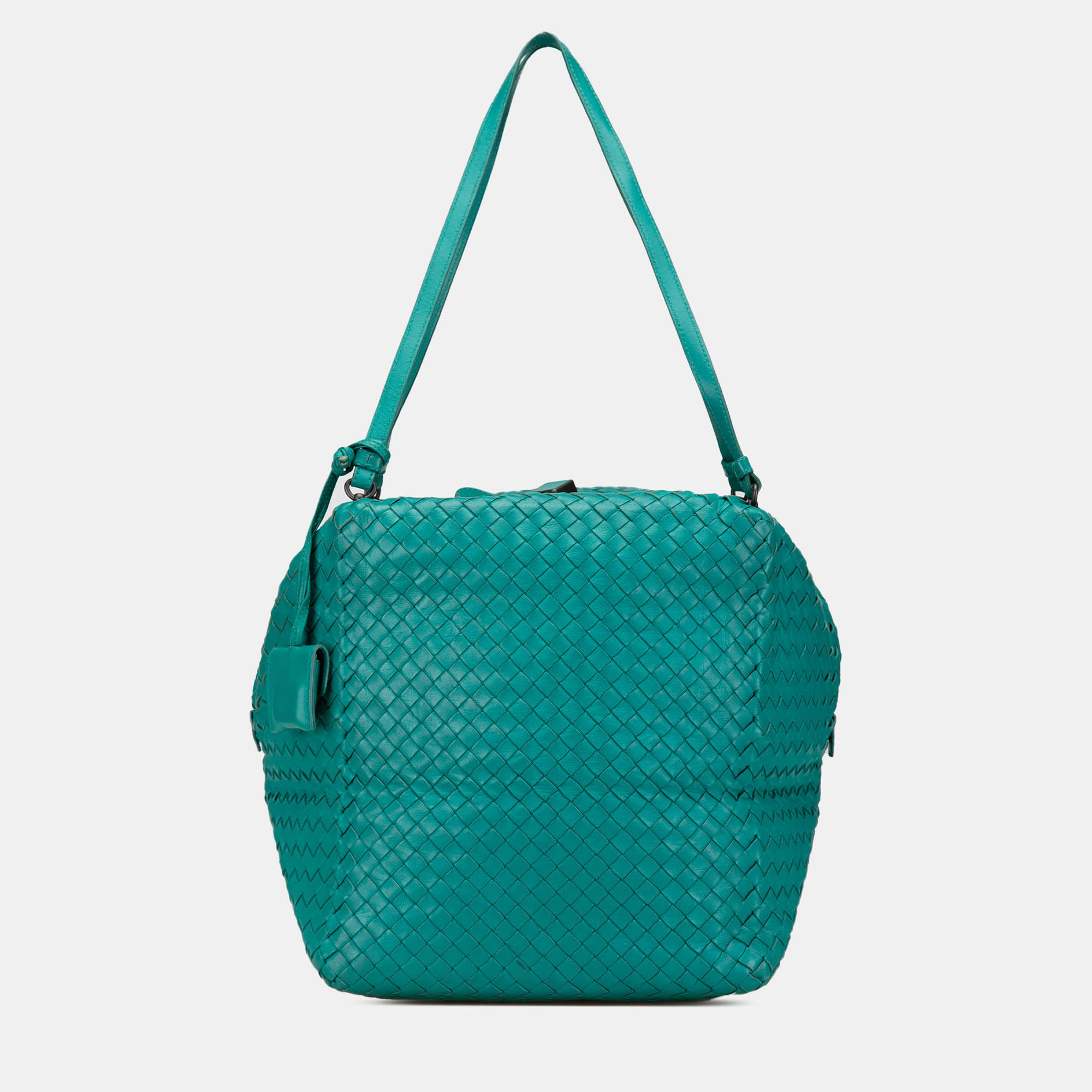 

Bottega Veneta Blue Nappa Intrecciato Cube Shoulder Bag