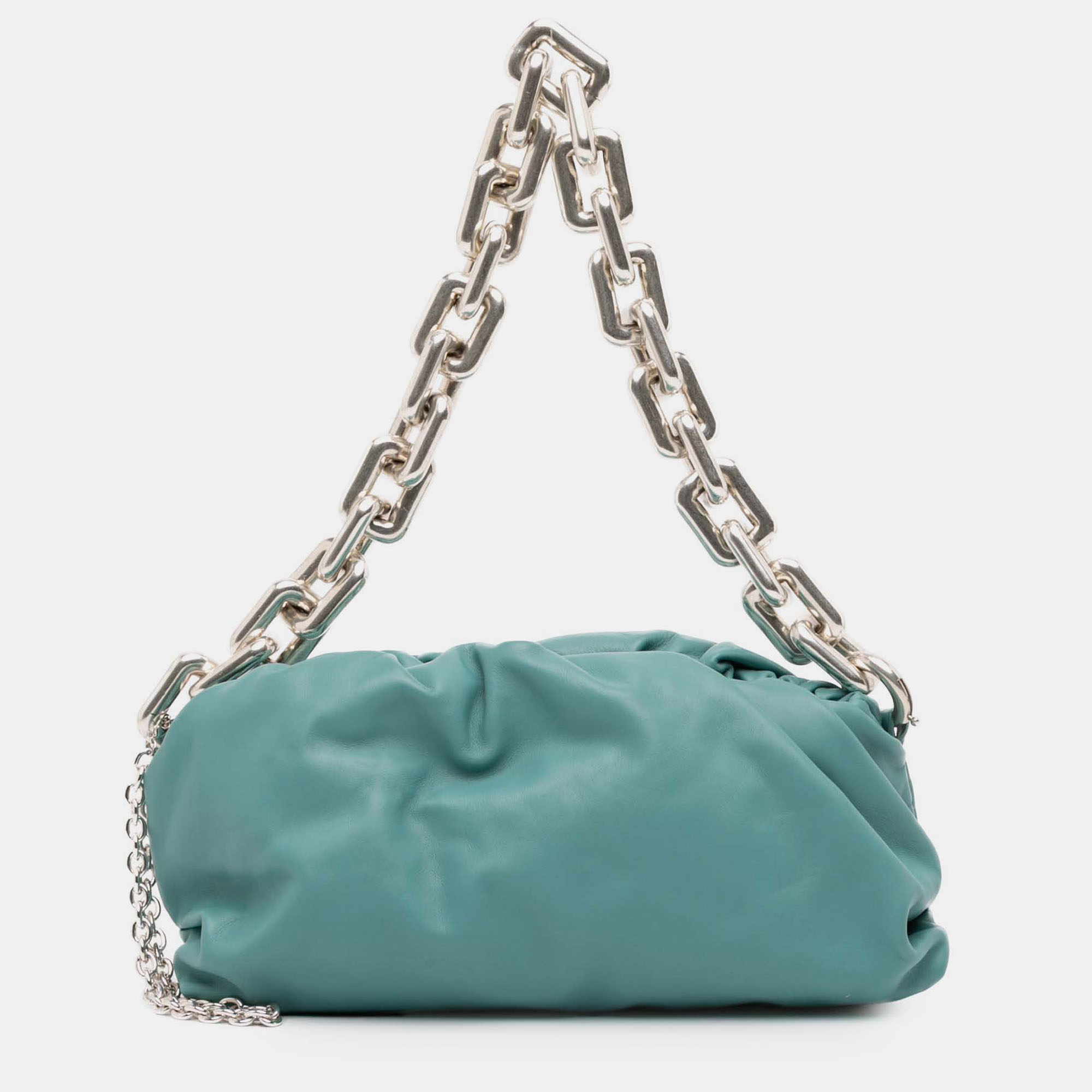 

Bottega Veneta Blue Lambskin Chain Pouch