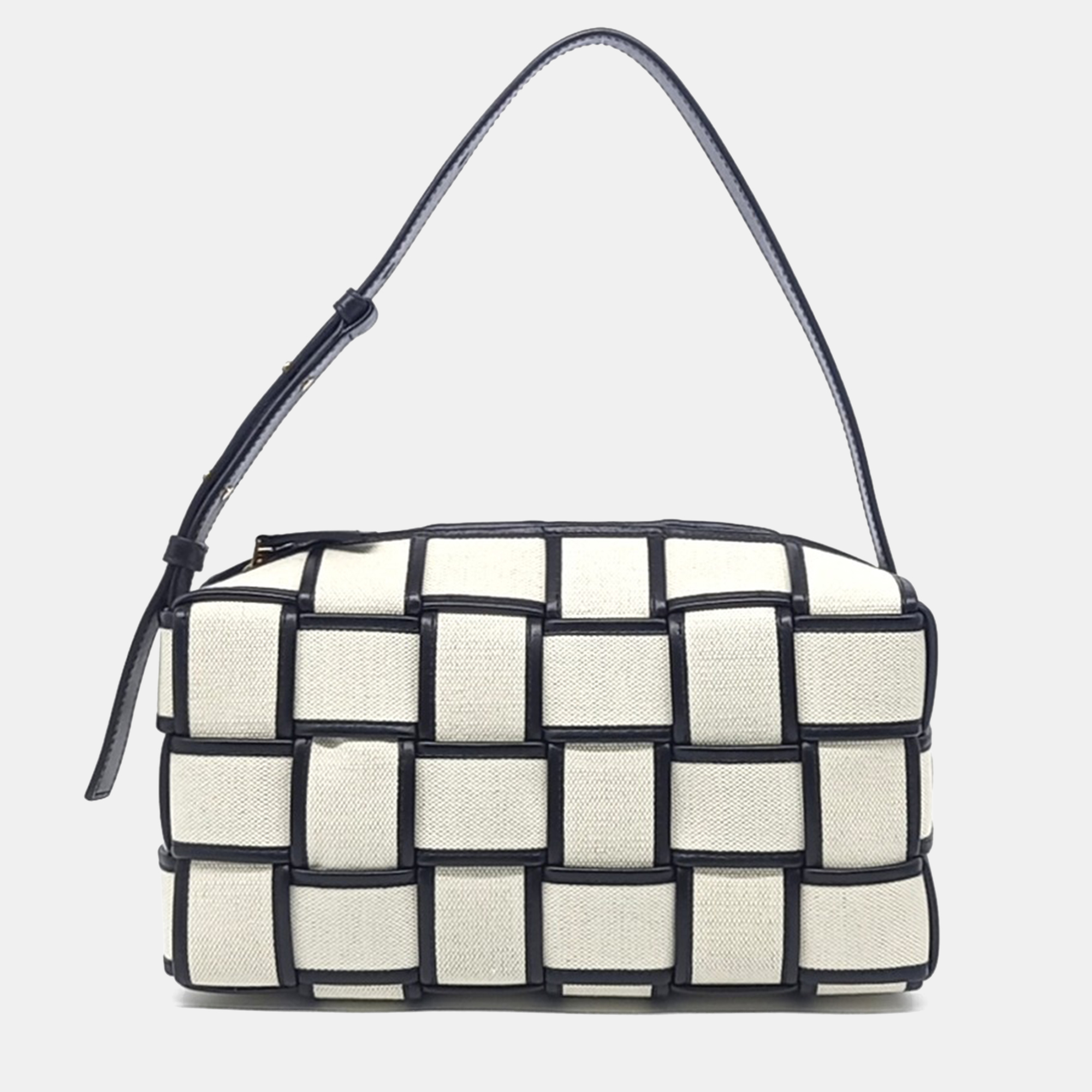 

Bottega Veneta Black White Leather Brick Cassette Bag