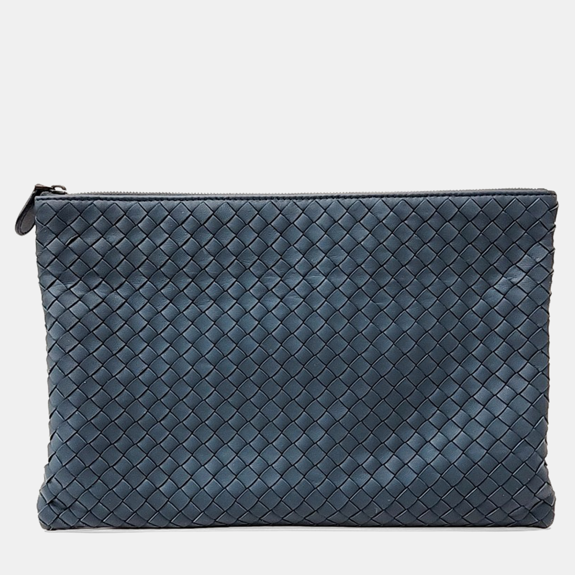 

Bottega Veneta Blue Leather mesh clutch