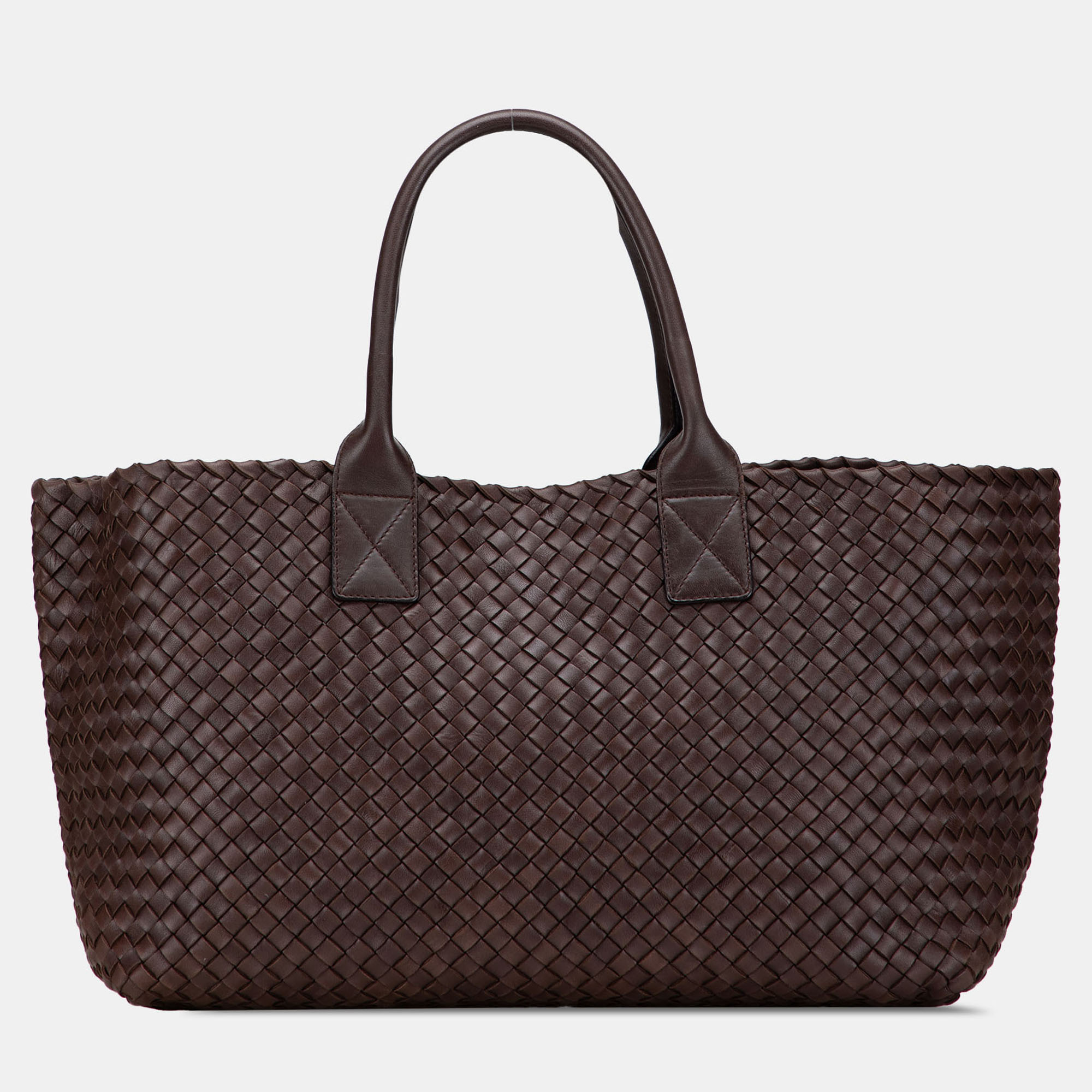 

Bottega Veneta Brown Medium Lambskin Intreccio Cabat Tote