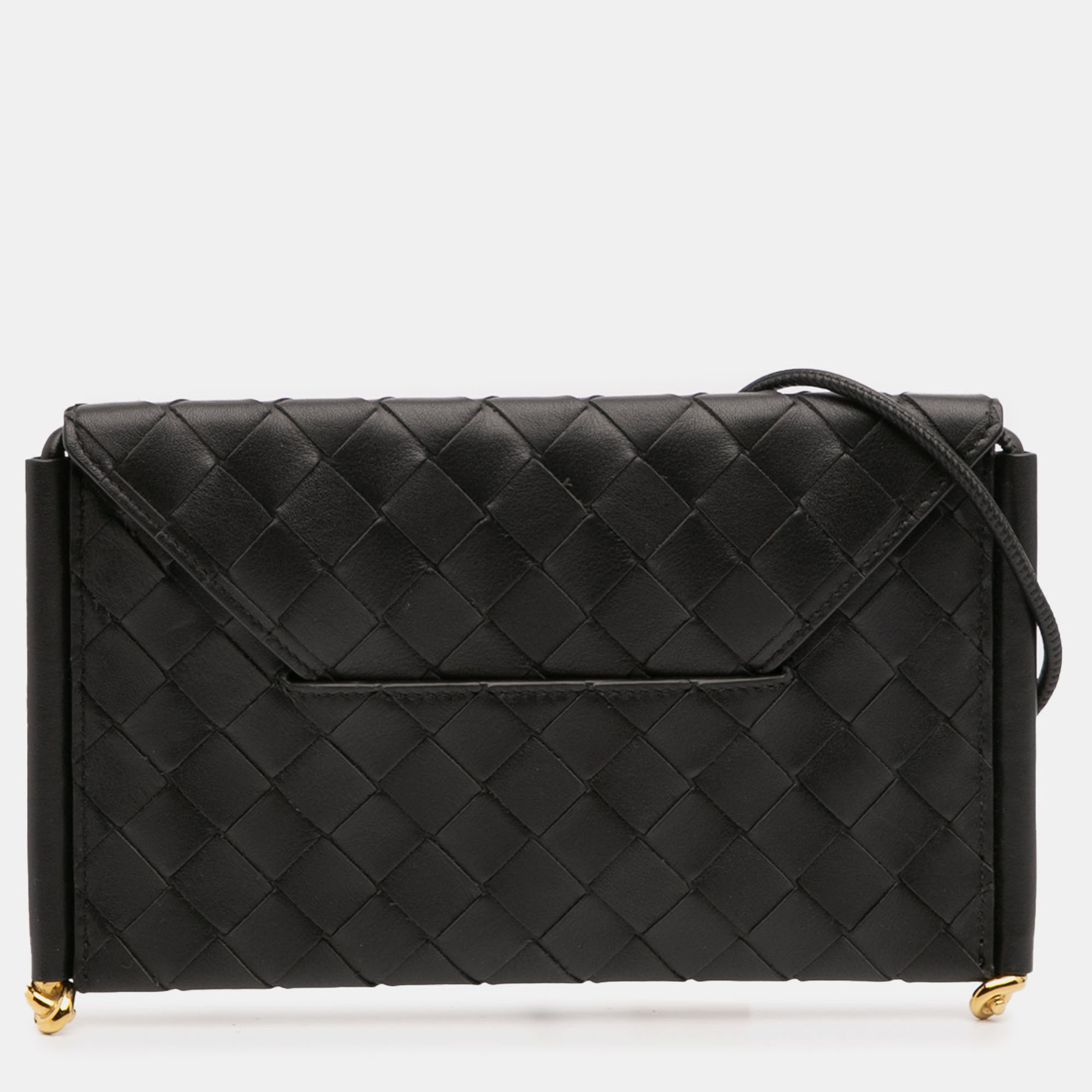 

Bottega Veneta Black Calfskin Intrecciato Solstice Phone Pouch