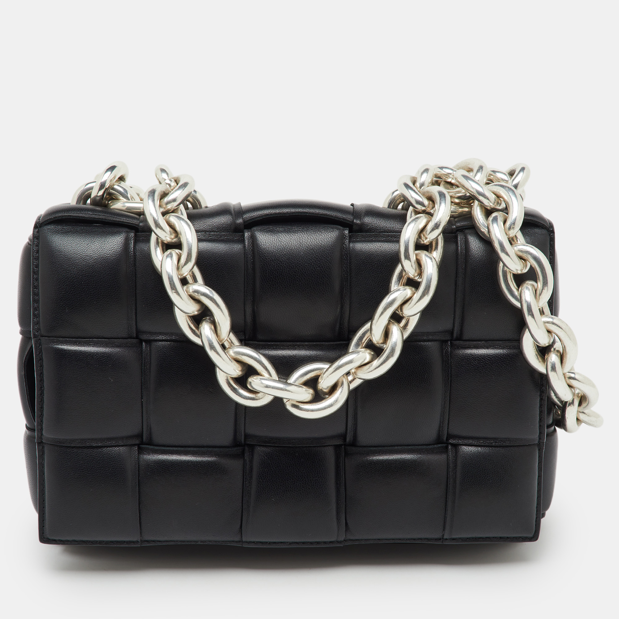 

Bottega Veneta Black Leather Padded Cassette Chain Shoulder Bag
