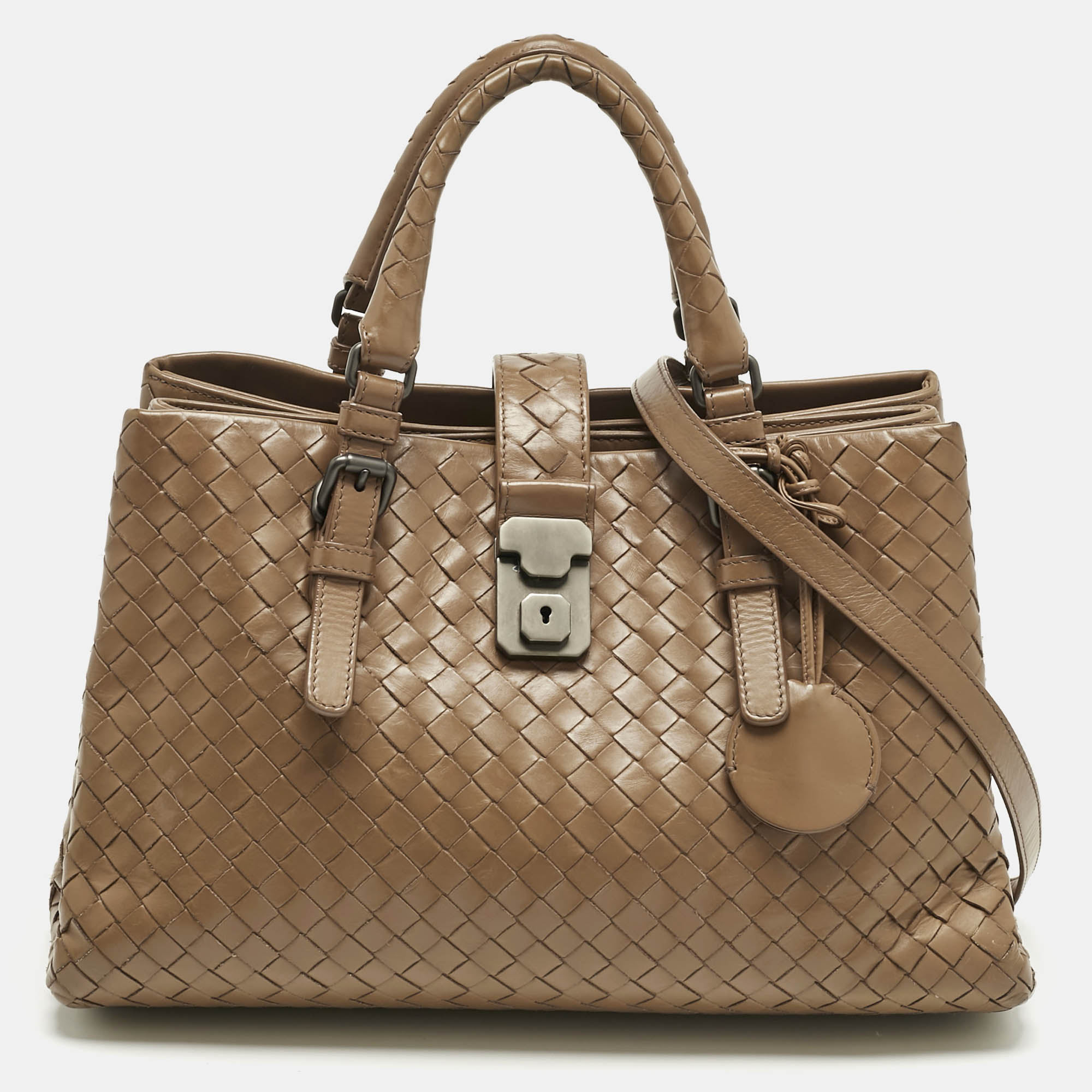Pre-owned Bottega Veneta Brown Intrecciato Leather Small Roma Tote