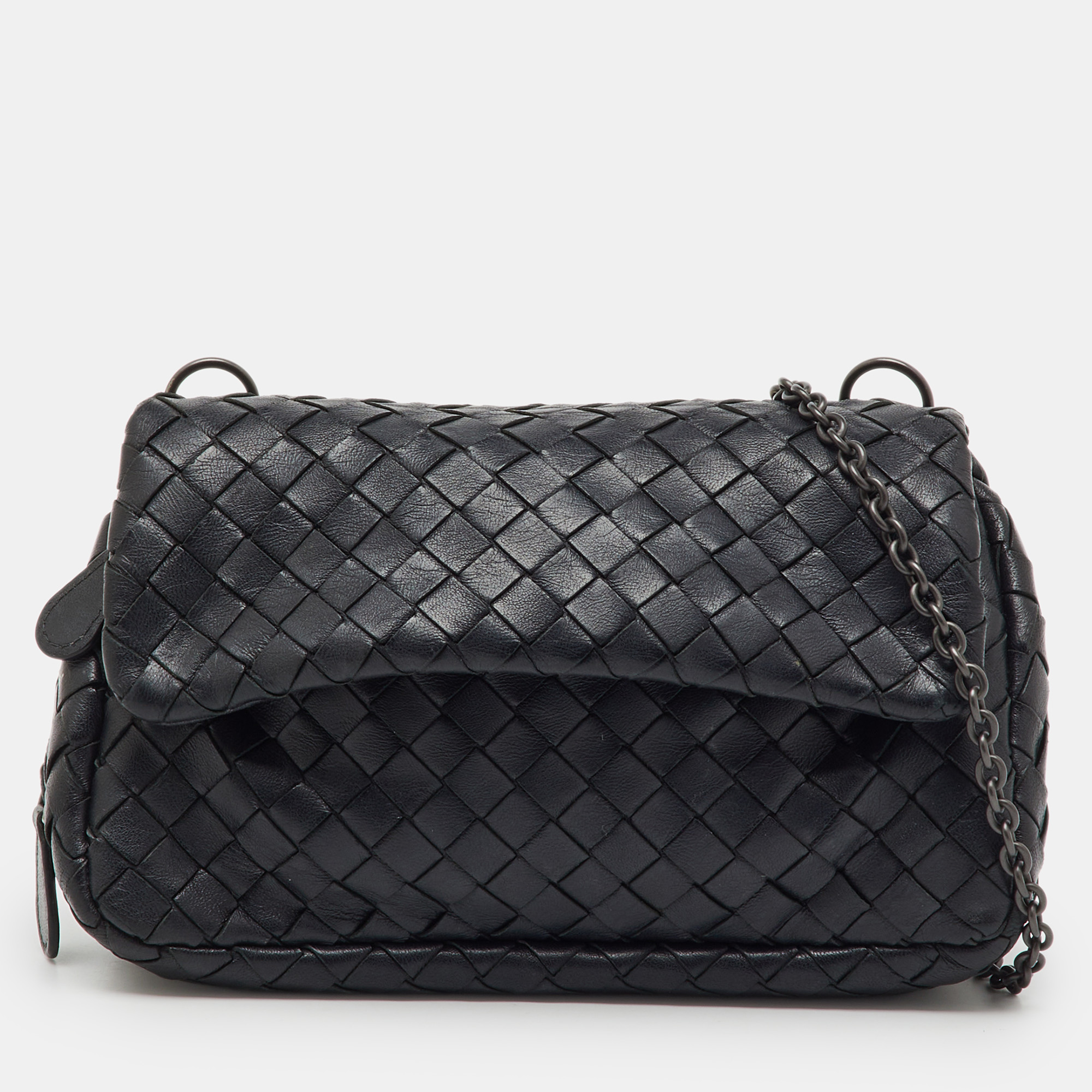 

Bottega Veneta Black Intrecciato Leather Olimpia Chain Shoulder Bag
