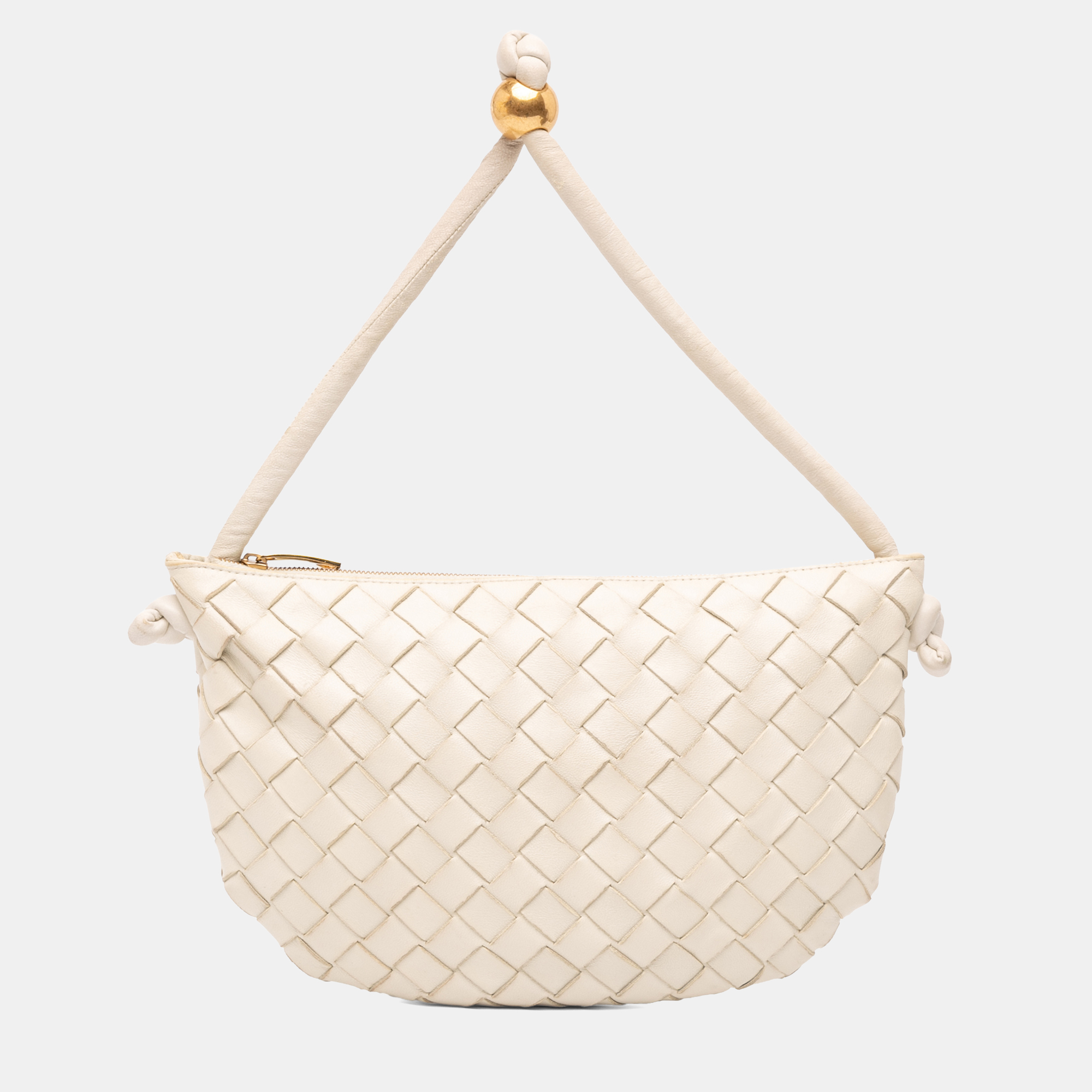 

Bottega Veneta White Small Lambskin Intrecciato Turn Pouch