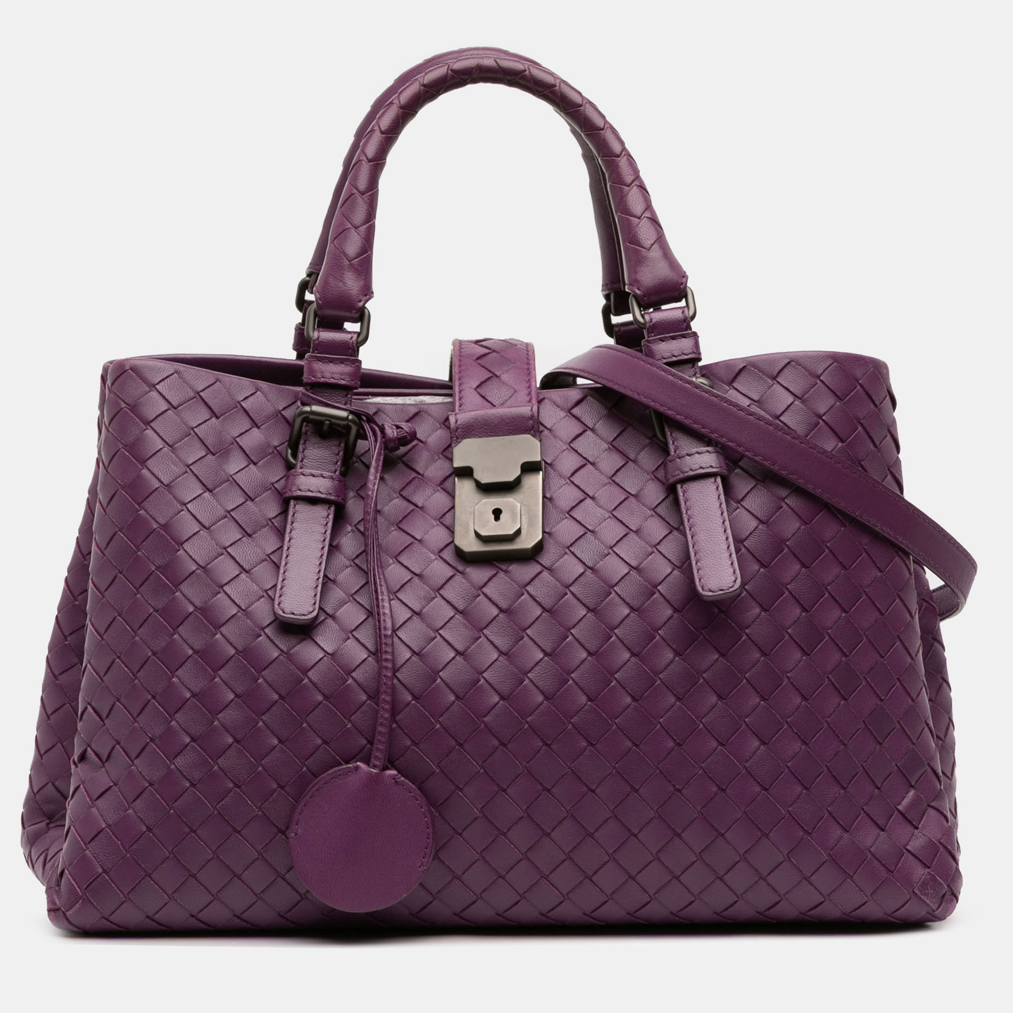 

Bottega Veneta Purple Small Nappa Intrecciato Roma Satchel