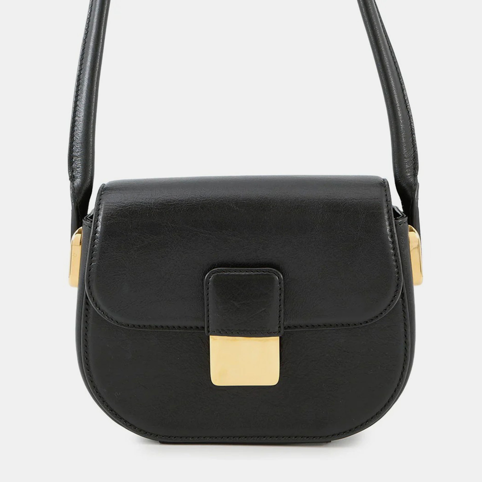 Pre-owned Bottega Veneta Desiree Shoulder Bag Navy Leather Size Mini In Black
