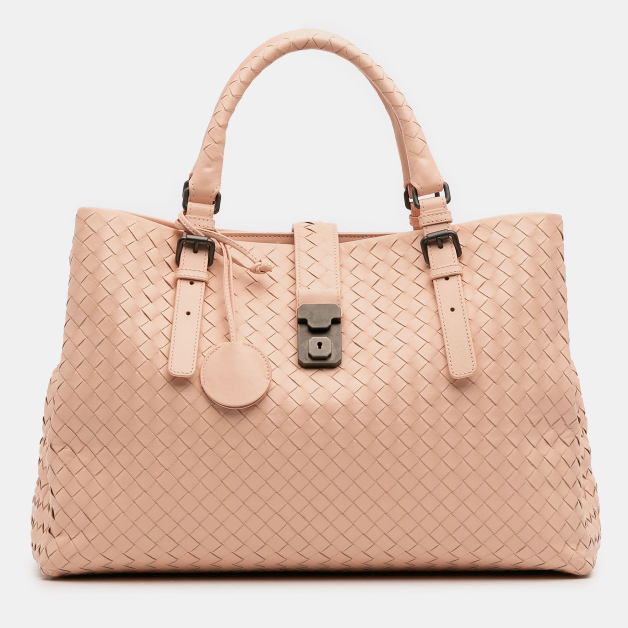 

Bottega Veneta Pink Medium Nappa Intrecciato Roma Tote