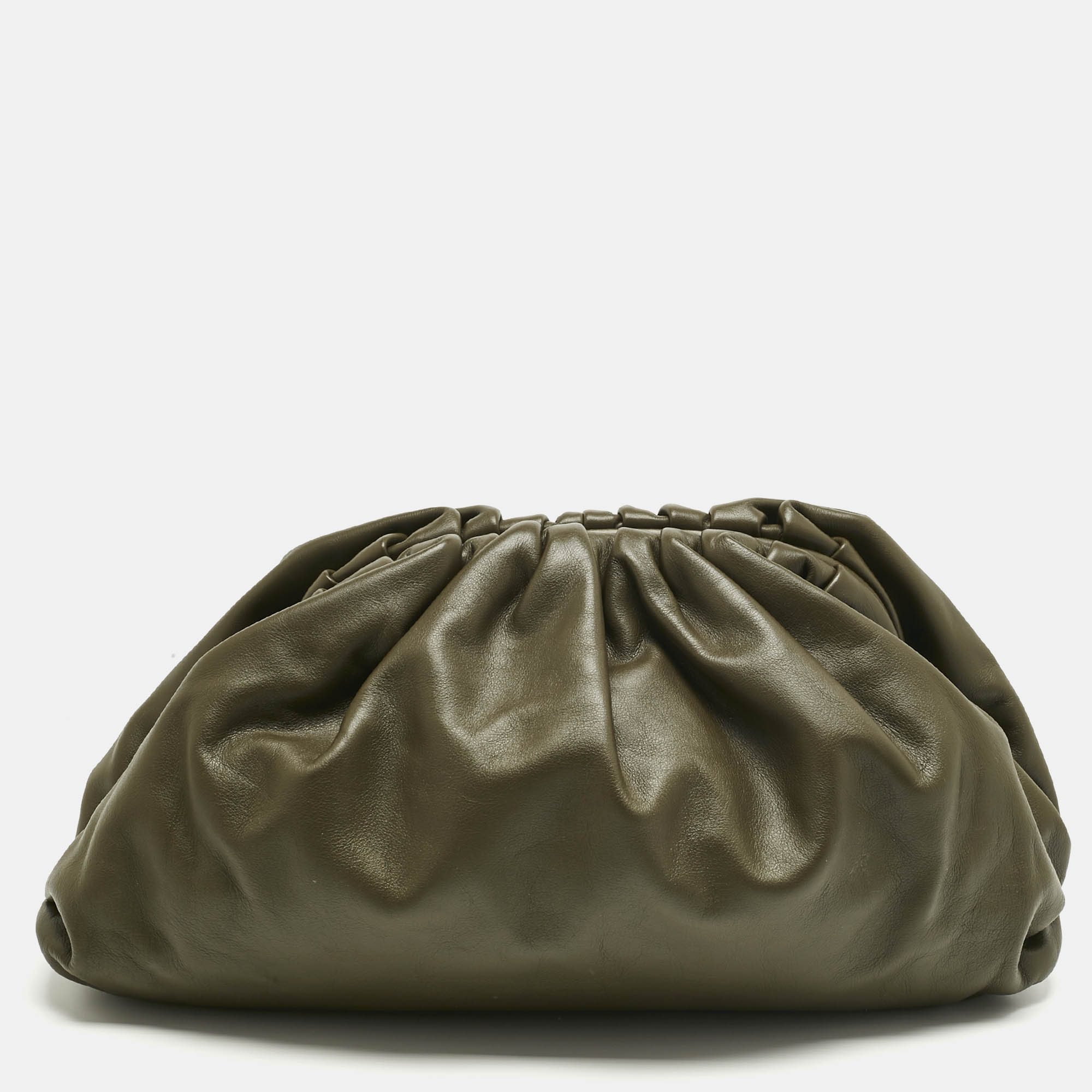 

Bottega Veneta Olive Green Leather Classic The Pouch Clutch