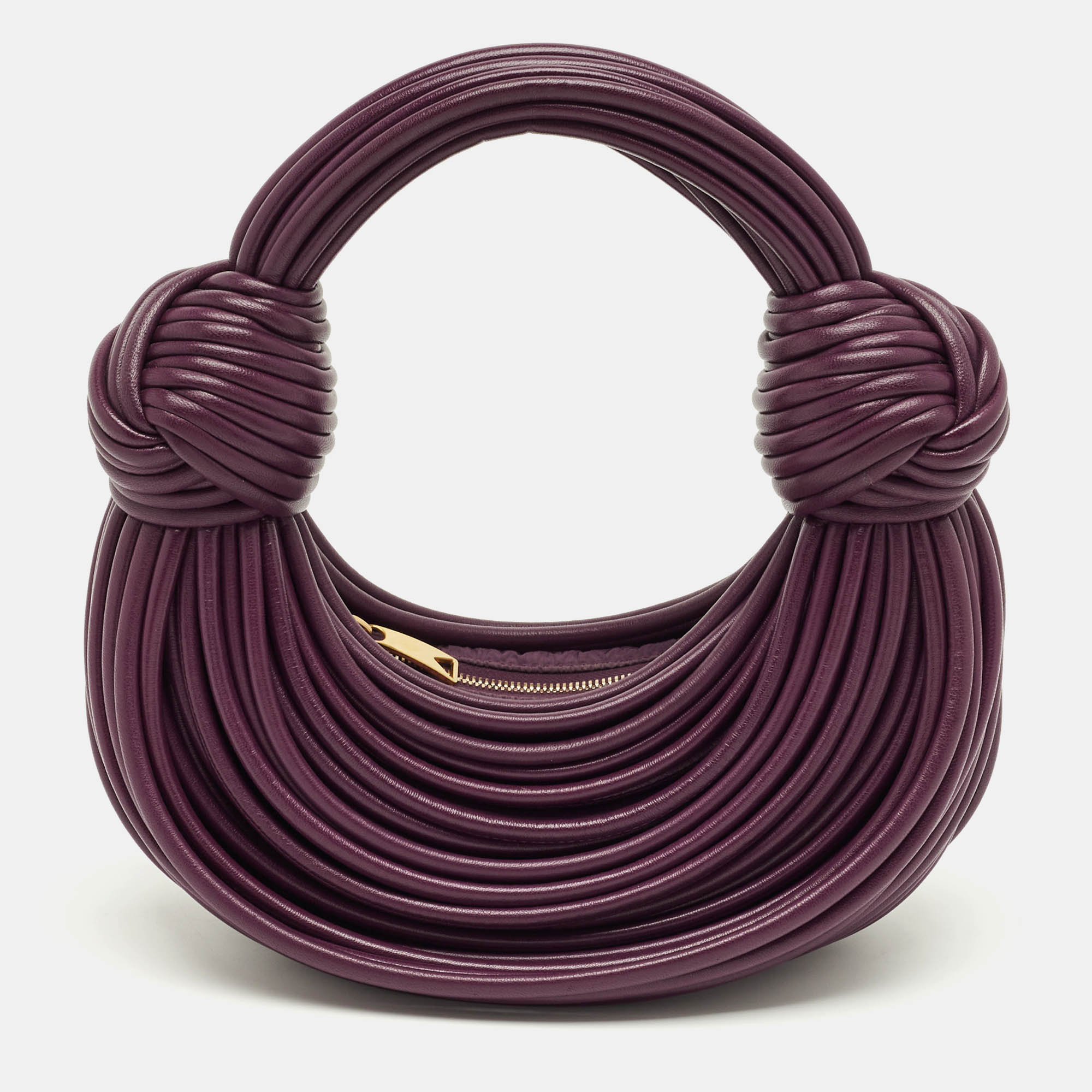 

Bottega Veneta Purple Leather Mini Tubular Double Knot Hobo