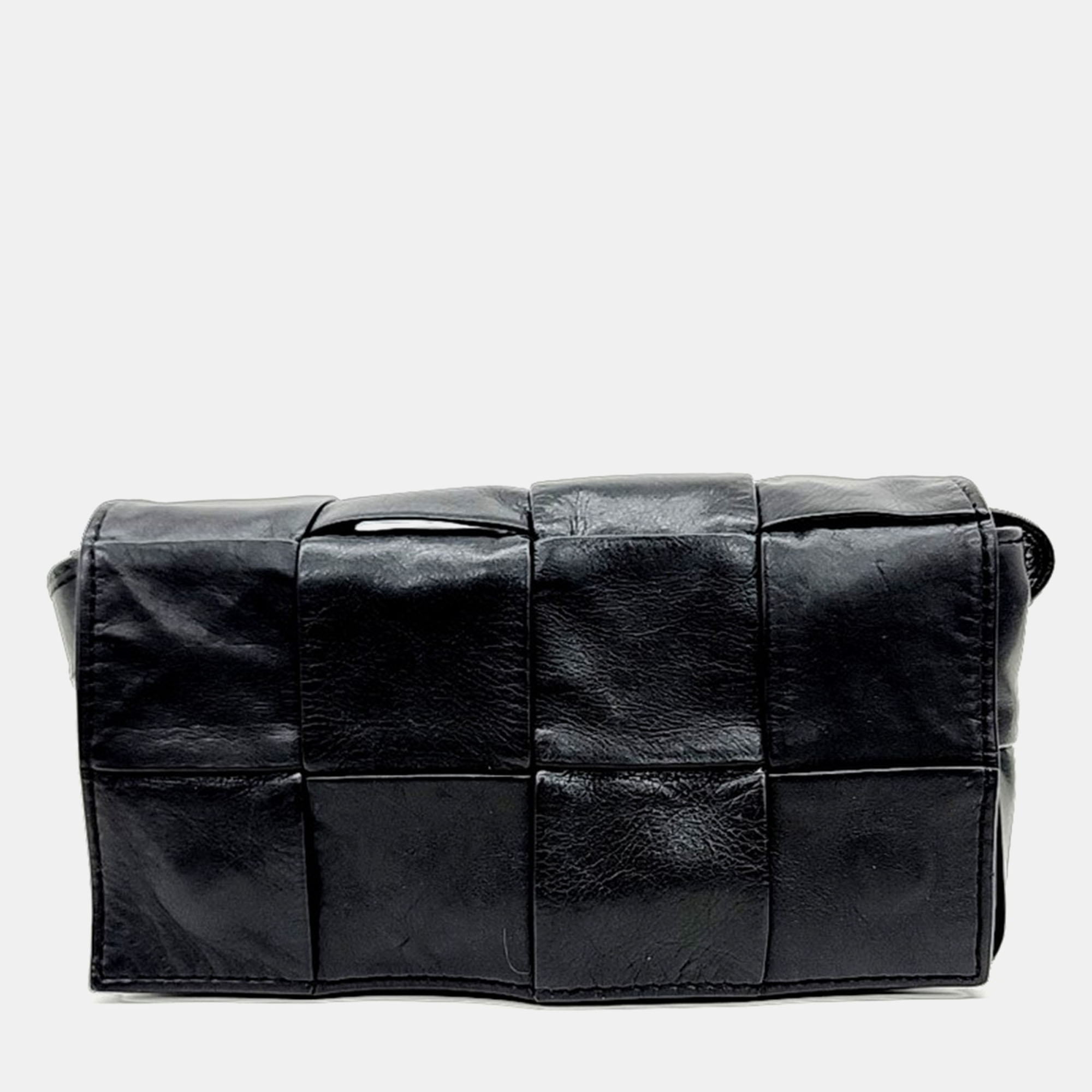 

Bottega Veneta Black Leather Cassette Belt Bag