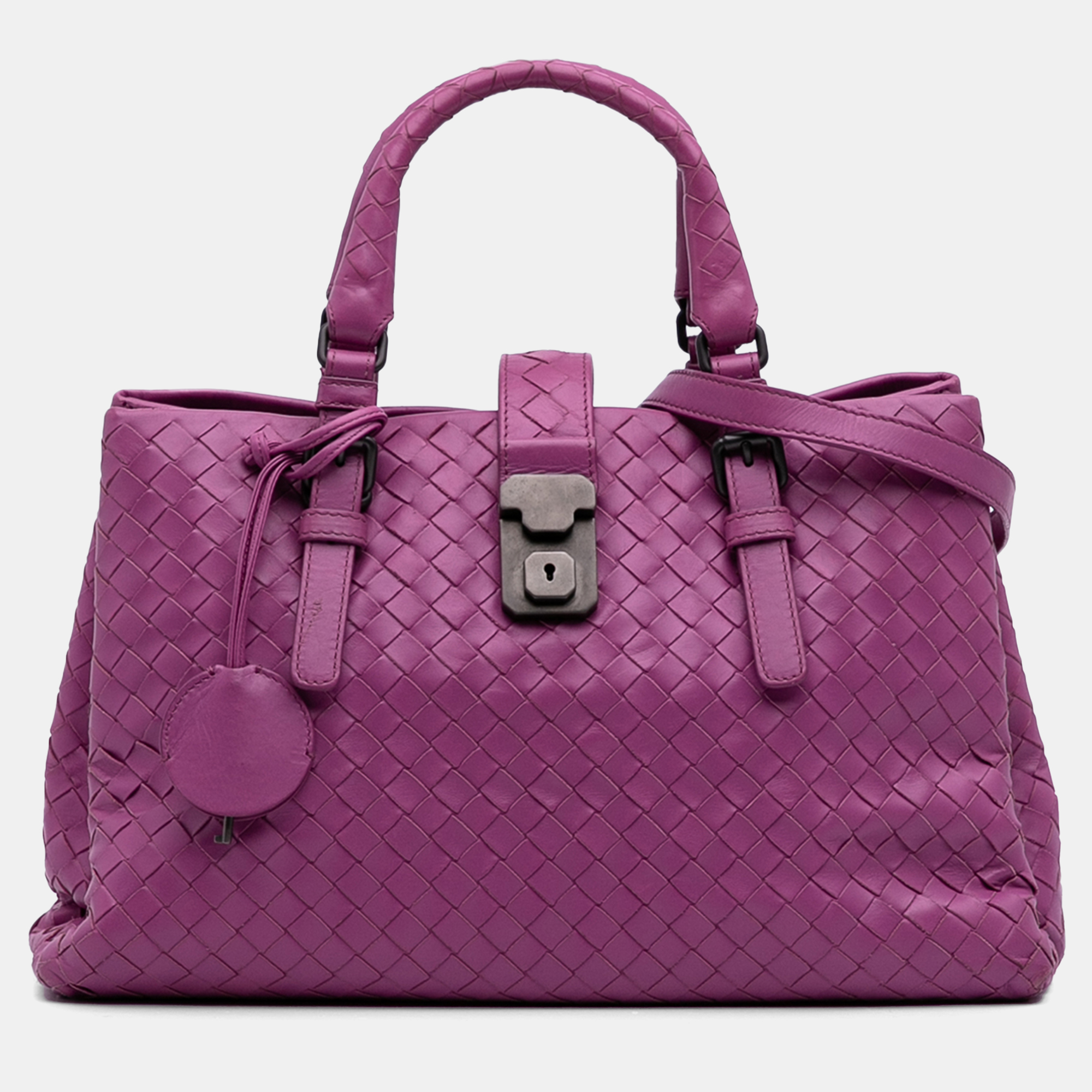 

Bottega Veneta Purple Small Nappa Intrecciato Roma Satchel