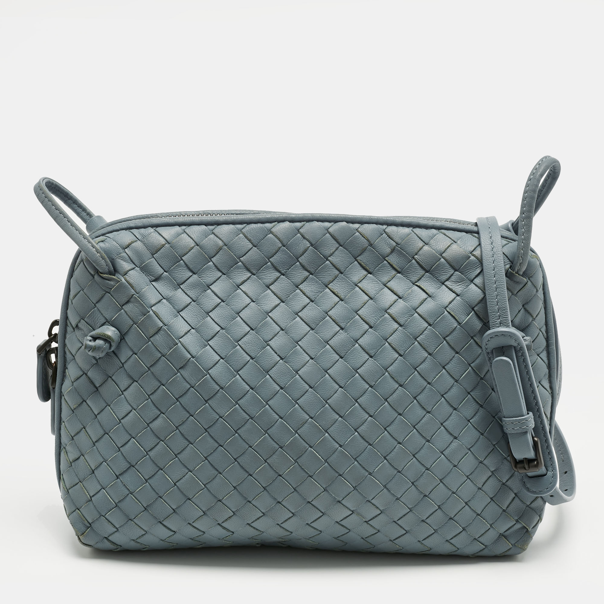 

Bottega Veneta Light Blue Intrecciato Leather Nodini Crossbody Bag