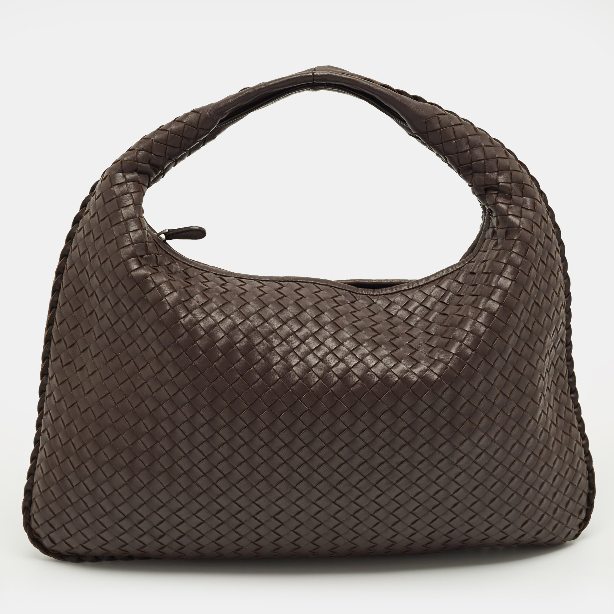 

Bottega Veneta Dark Brown Intrecciato Leather Large Veneta Hobo